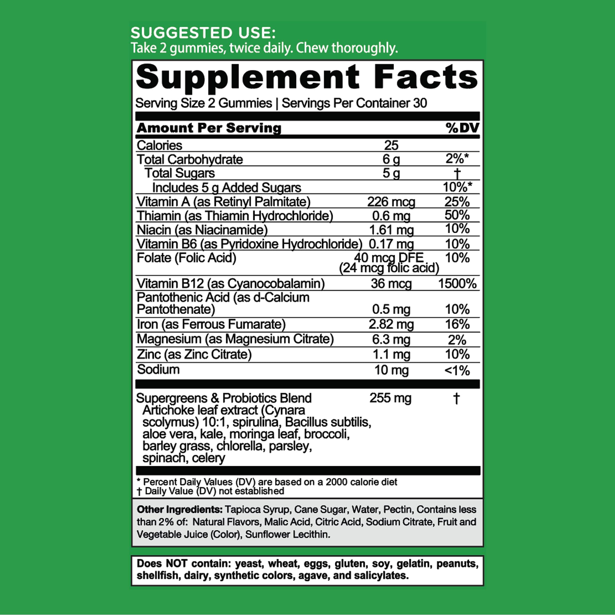 Goli Supergreens Gummies with Probiotics - Artichoke Leaf Extract, Spirulina, Kale, Vitamins A, B6, B12 - Vegan, Gluten-Free, Non-GMO Goli uk supplements