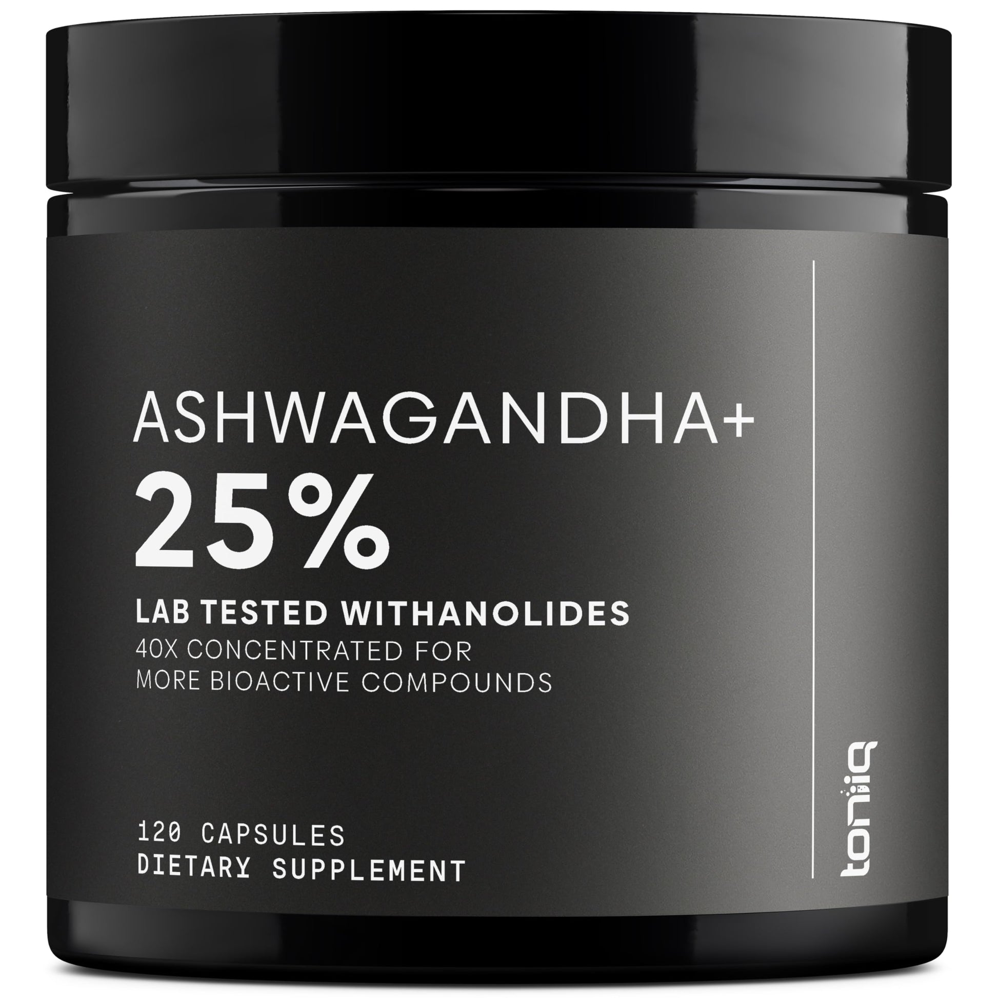 Toniiq Ashwagandha – 40:1 Concentrated Extract – 25% Withanolides – Wild Harvested in India – Highly Bioavailable with Black Pepper – Third-Party Tested – 120 Capsules - 1,300mg per Serving Toniiq uk supplements