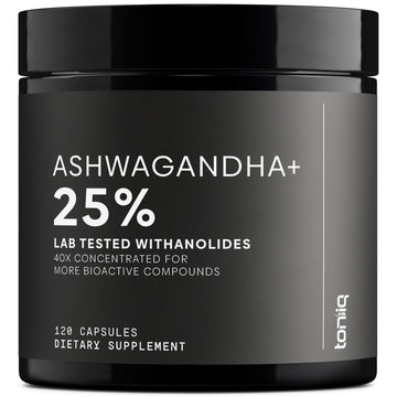 Toniiq Ashwagandha – 40:1 Concentrated Extract – 25% Withanolides – Wild Harvested in India – Highly Bioavailable with Black Pepper – Third-Party Tested – 120 Capsules - 1,300mg per Serving Toniiq uk supplements