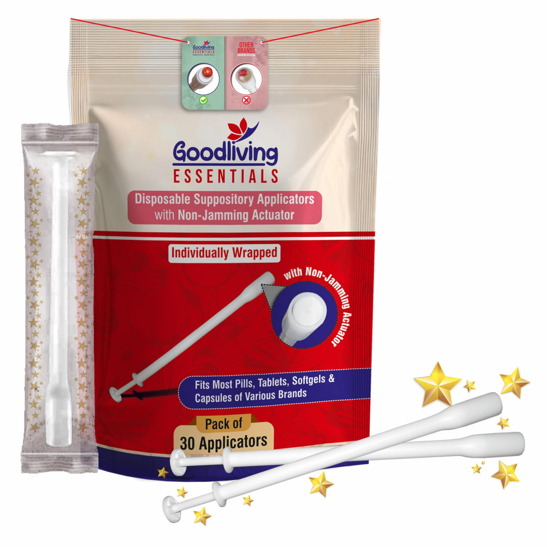 Suppository Applicators Mega Pack 30 Count Hygienic Inserter | Fits Suppositories Without Getting Stuck Inside With Our Innovative Pusher | Soft Tip, Smooth & Pain-Free Suppository Insertion Tool Goodliving Essentials uk supplements