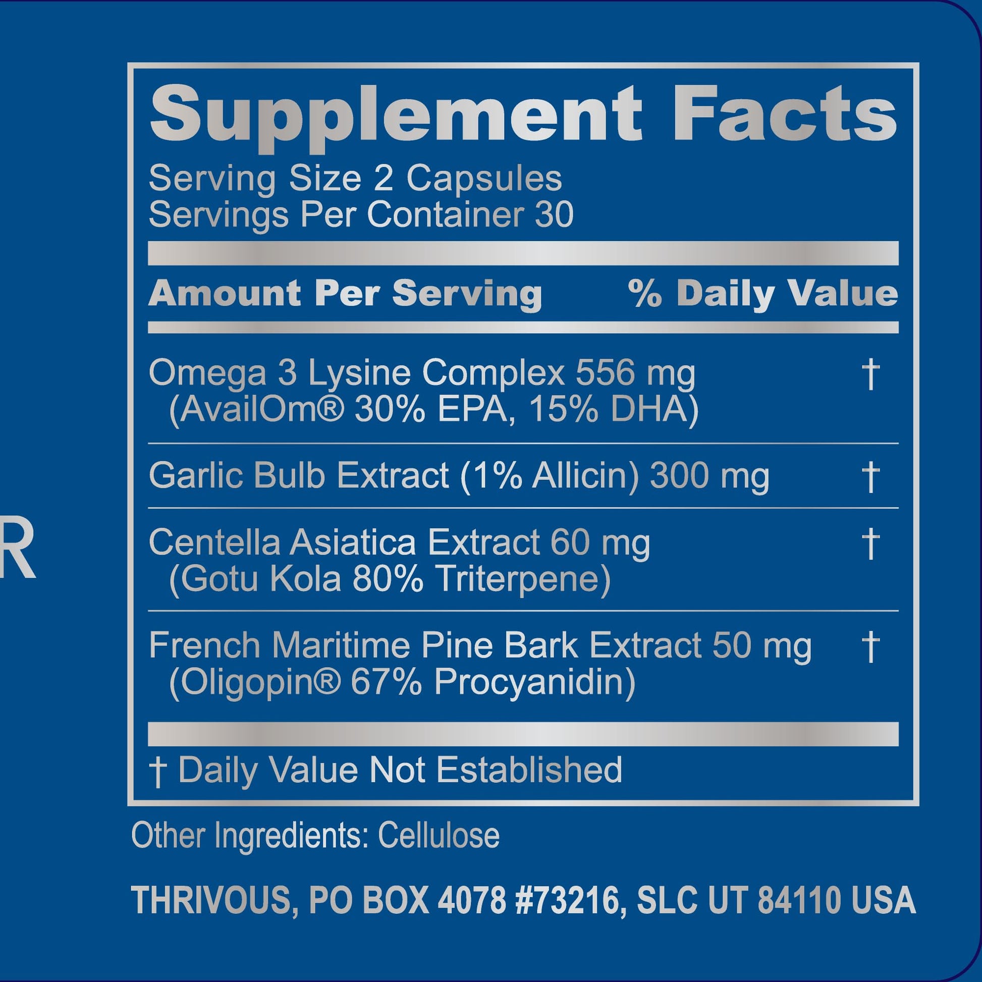 Thrivous Omega Cardioprotector – Advanced Heart & Circulation Support Supplement with AvailOm Omega-3, Garlic, Gotu Kola, Oligopin Pine Bark – 60 Vegan Capsules Thrivous uk supplements