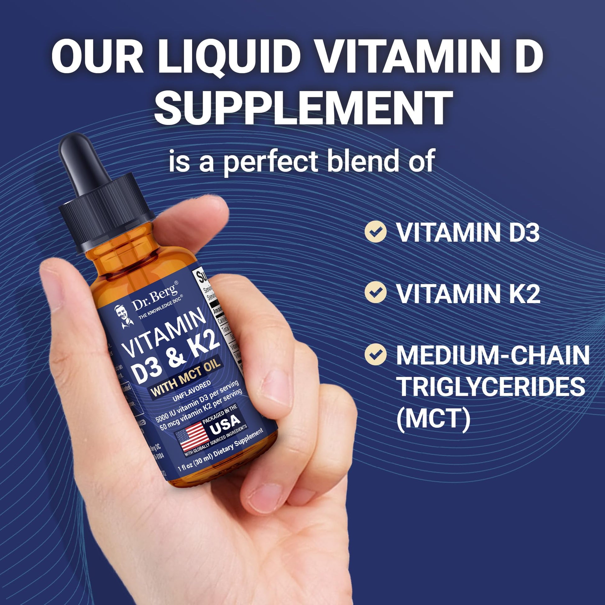 Dr. Berg Maximum Strength Vitamin D3 K2 Liquid Drops with MCT Oil – 5,000 IU Liquid Vitamin D3 with K2 – Supports Strong Bones, Heart, Energy, Immunity, and Overall Vitality* - Unflavored 1 Fl Oz Dr. Berg Nutritionals uk supplements