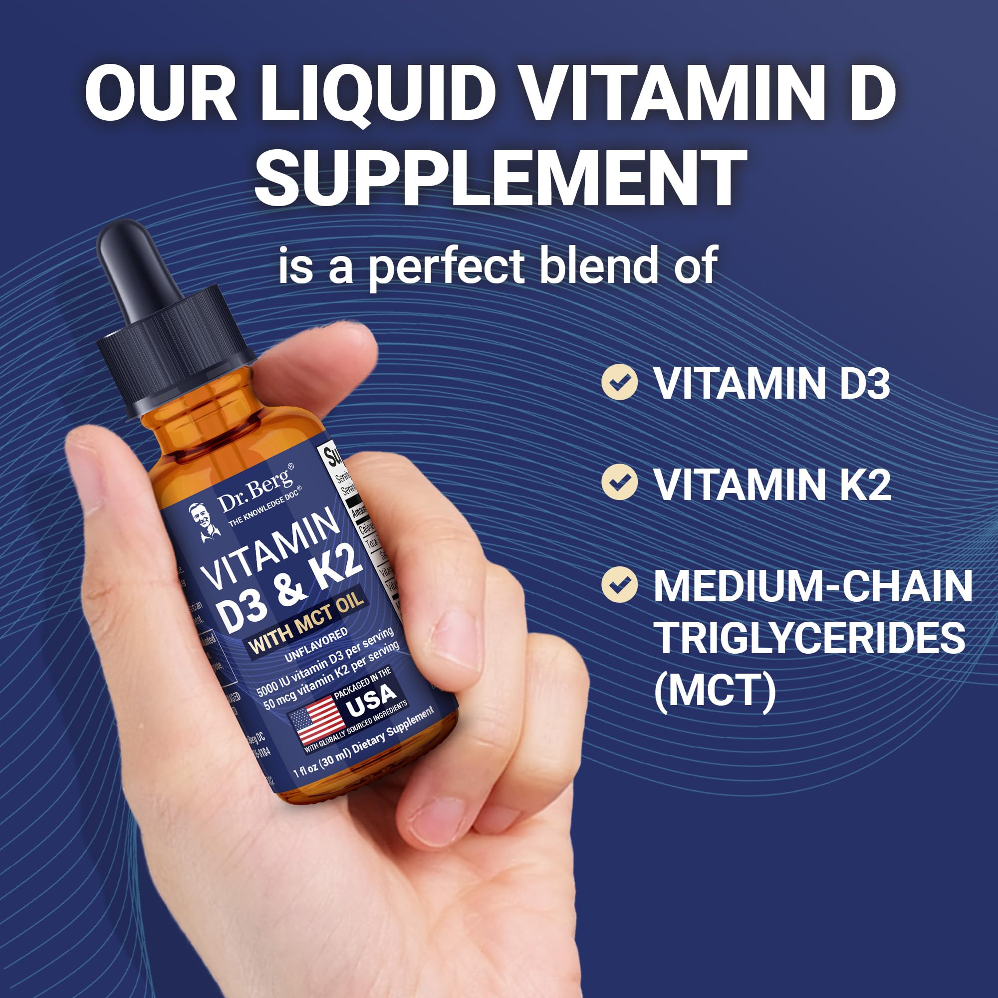 Dr. Berg Maximum Strength Vitamin D3 K2 Liquid Drops with MCT Oil – 5,000 IU Liquid Vitamin D3 with K2 – Supports Strong Bones, Heart, Energy, Immunity, and Overall Vitality* - Unflavored 1 Fl Oz Dr. Berg Nutritionals uk supplements