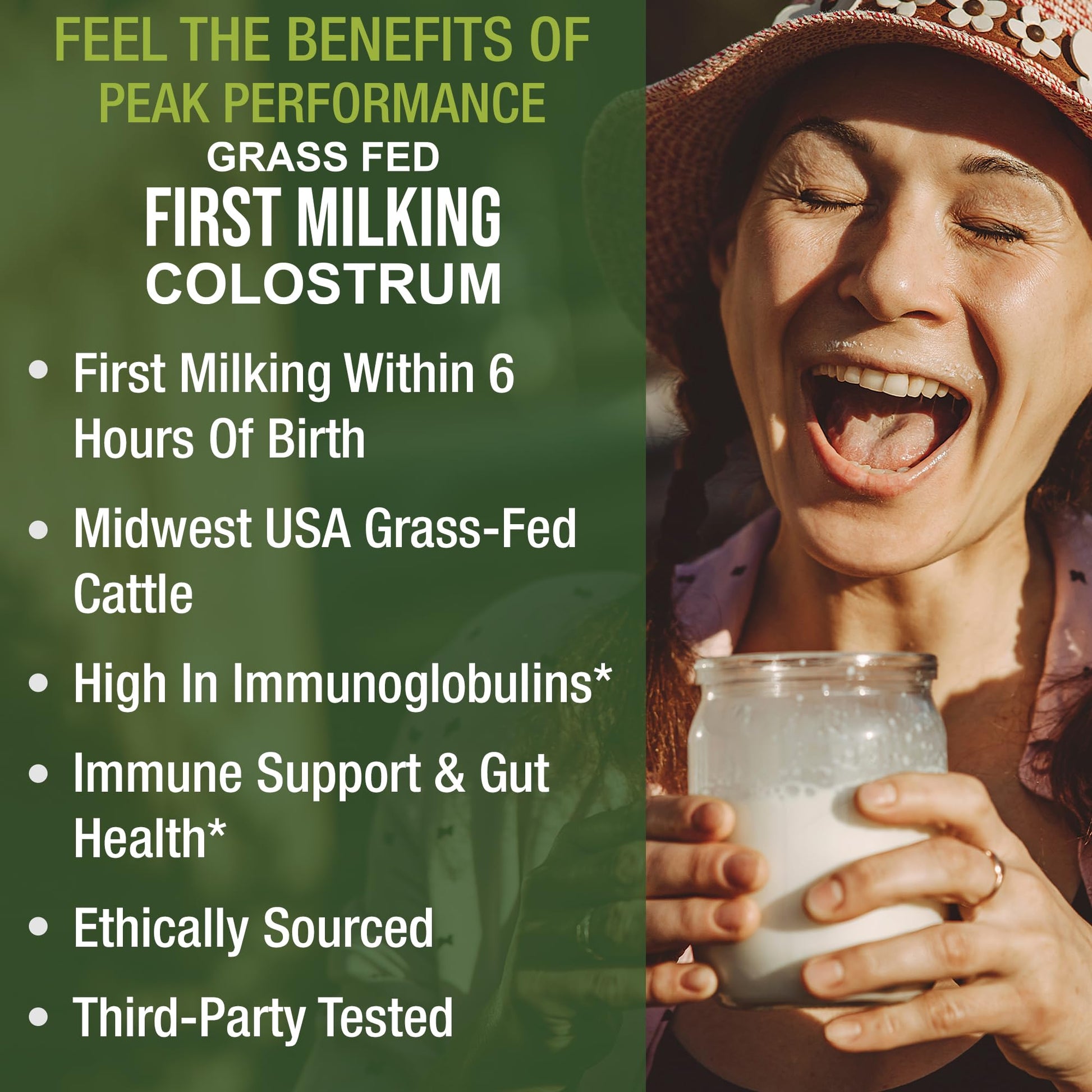 First Milking Colostrum Powder from Grass Fed USA Cows Milked Within 6 Hours of Giving Birth to Get the Most Bioactive Nutrients. High Immunoglobulin Non-GMO Bovine Colostrum Supplement for Humans Peak Performance uk supplements