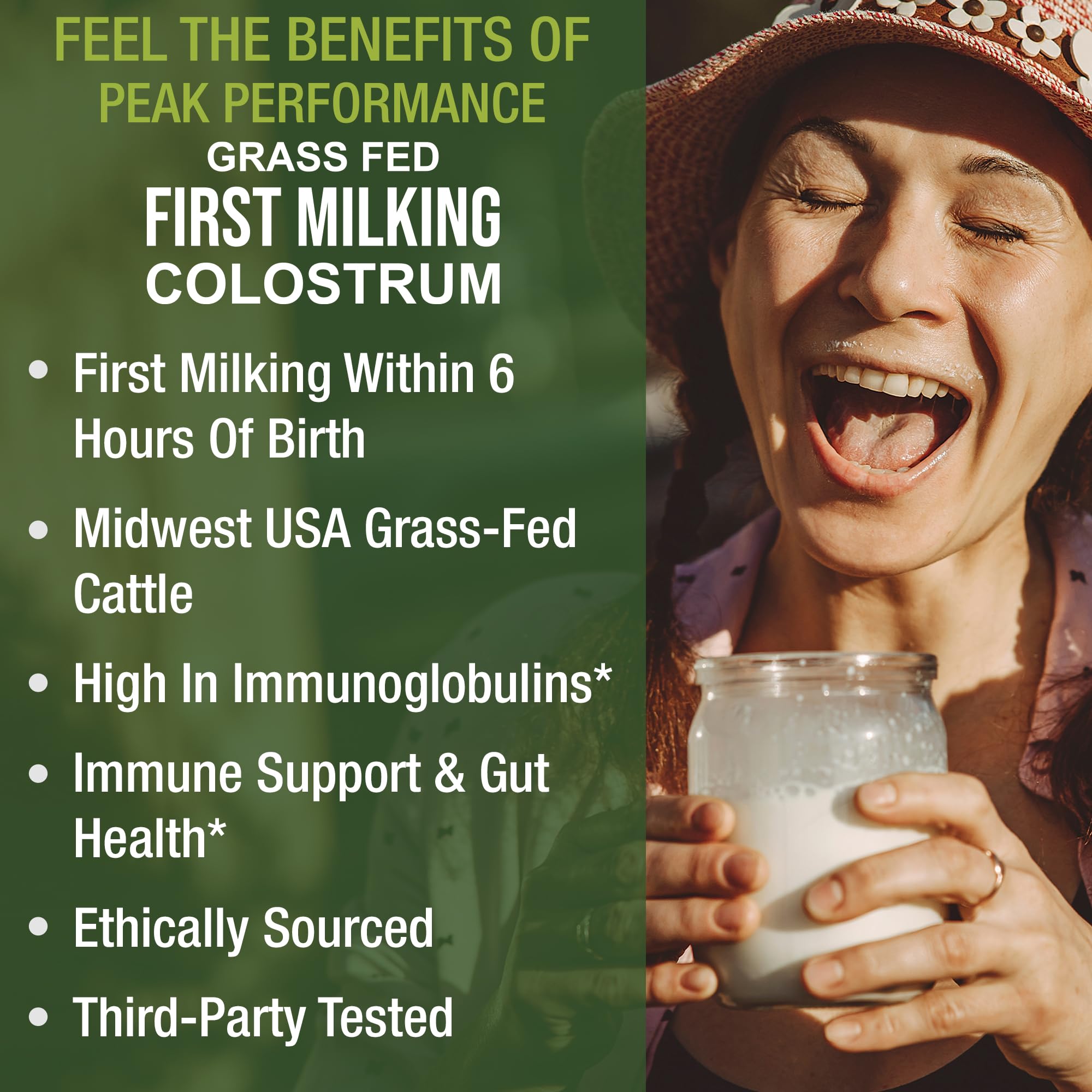 First Milking Colostrum Powder from Grass Fed USA Cows Milked Within 6 Hours of Giving Birth to Get the Most Bioactive Nutrients. High Immunoglobulin Non-GMO Bovine Colostrum Supplement for Humans Peak Performance uk supplements