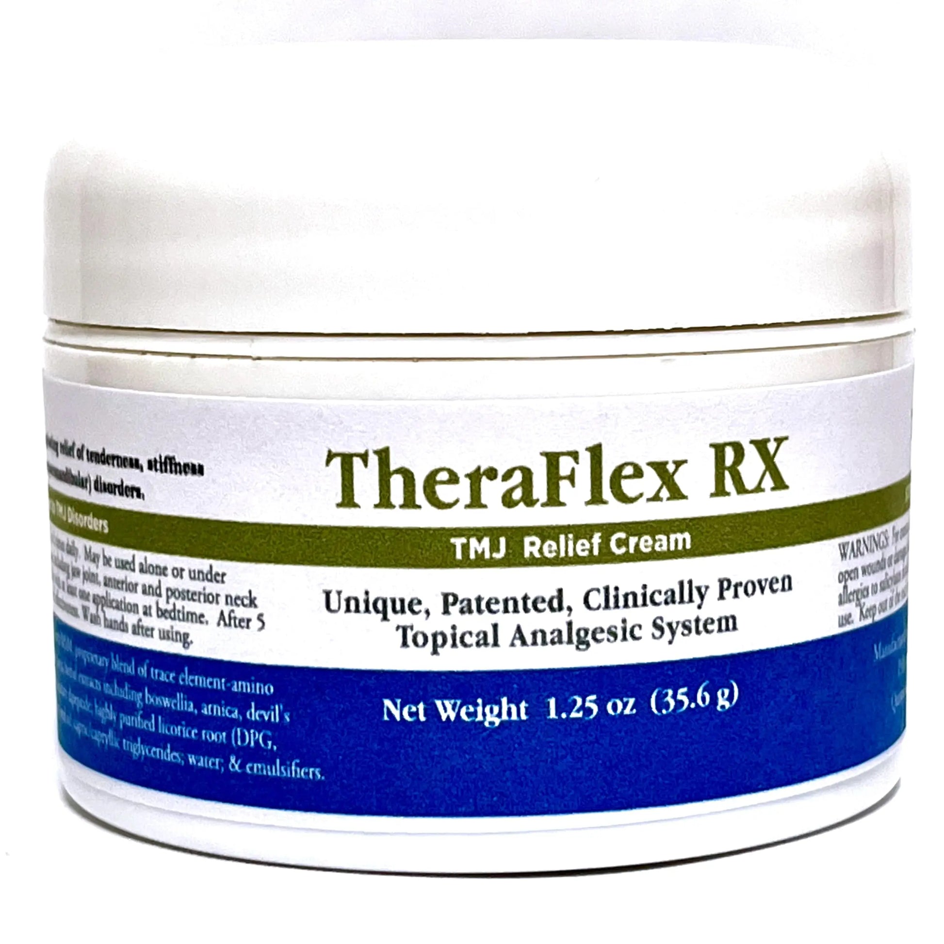 Theraflex RX® TMJ Cream (Doctor Formulated). This is a Patented Topical Cream which Provides Masseter Muscle and temporomandibular Joint Relief (TMJ) Theraflex RX uk supplements