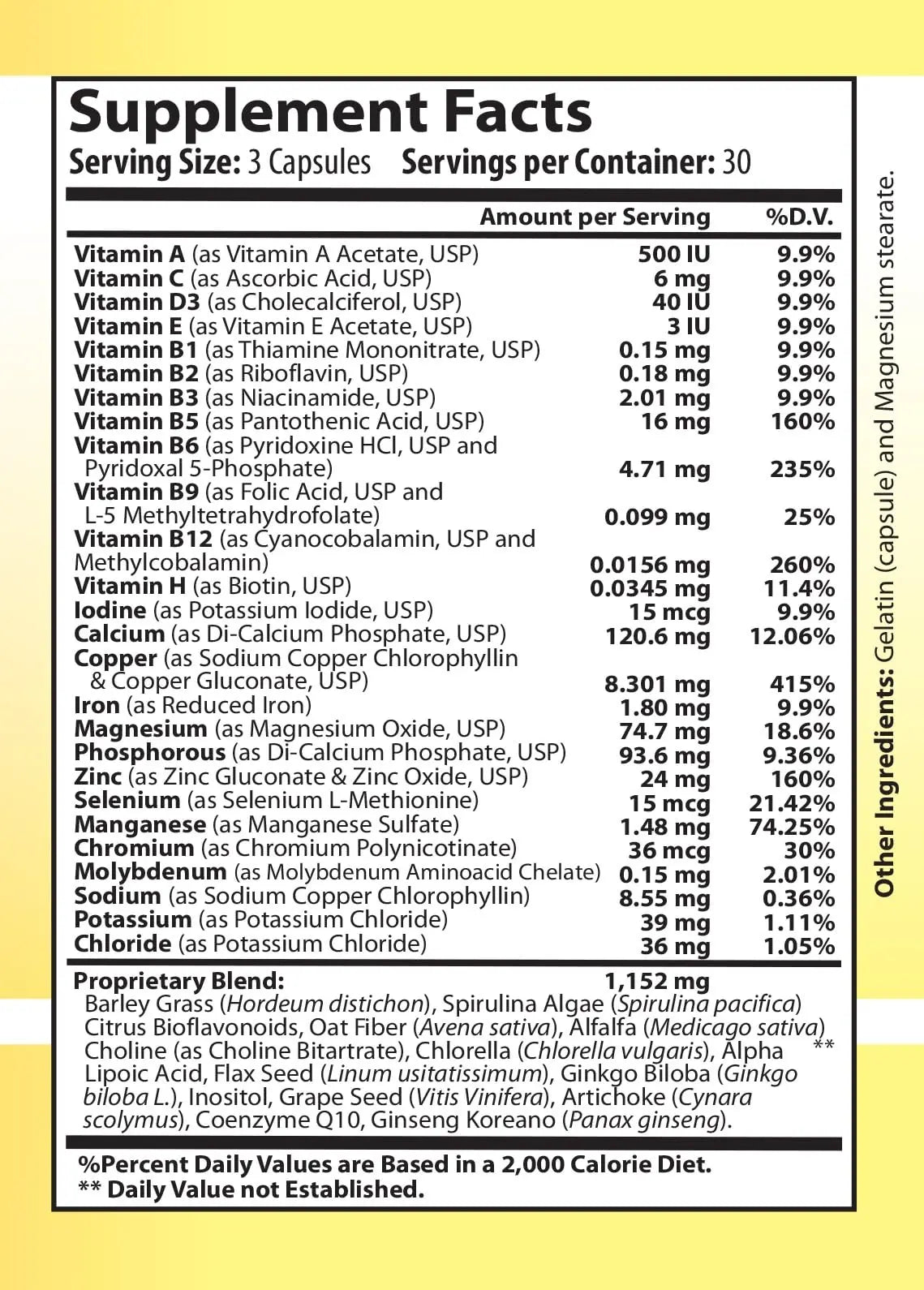 Vitamin Complex Multivitamins and Multiminerals - 12 Vitamins and 14 Minerals, Vitamin A C D3 E B1 B2 B3 B5 B6 B9 B12 H and Minerals Main Products uk supplements