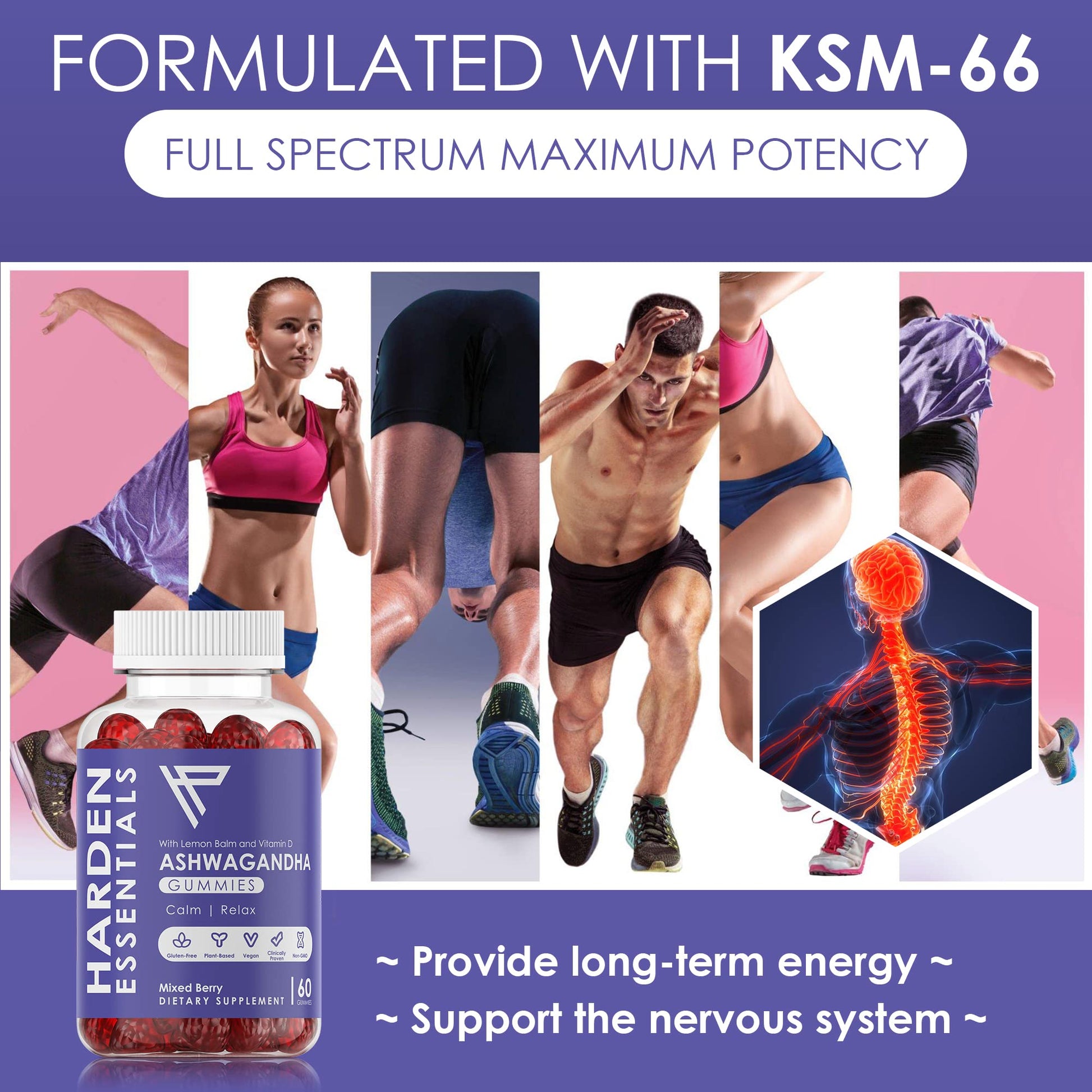 KSM-66 Ashwagandha Gummies 750mg Per Gummy – 1,500mg Per Serving – Stress & Cortisol Support – with Lemon Balm & Vitamin D – 60 Count (30 Day Supply) – Vegan – Harden Essentials Harden essentials uk supplements