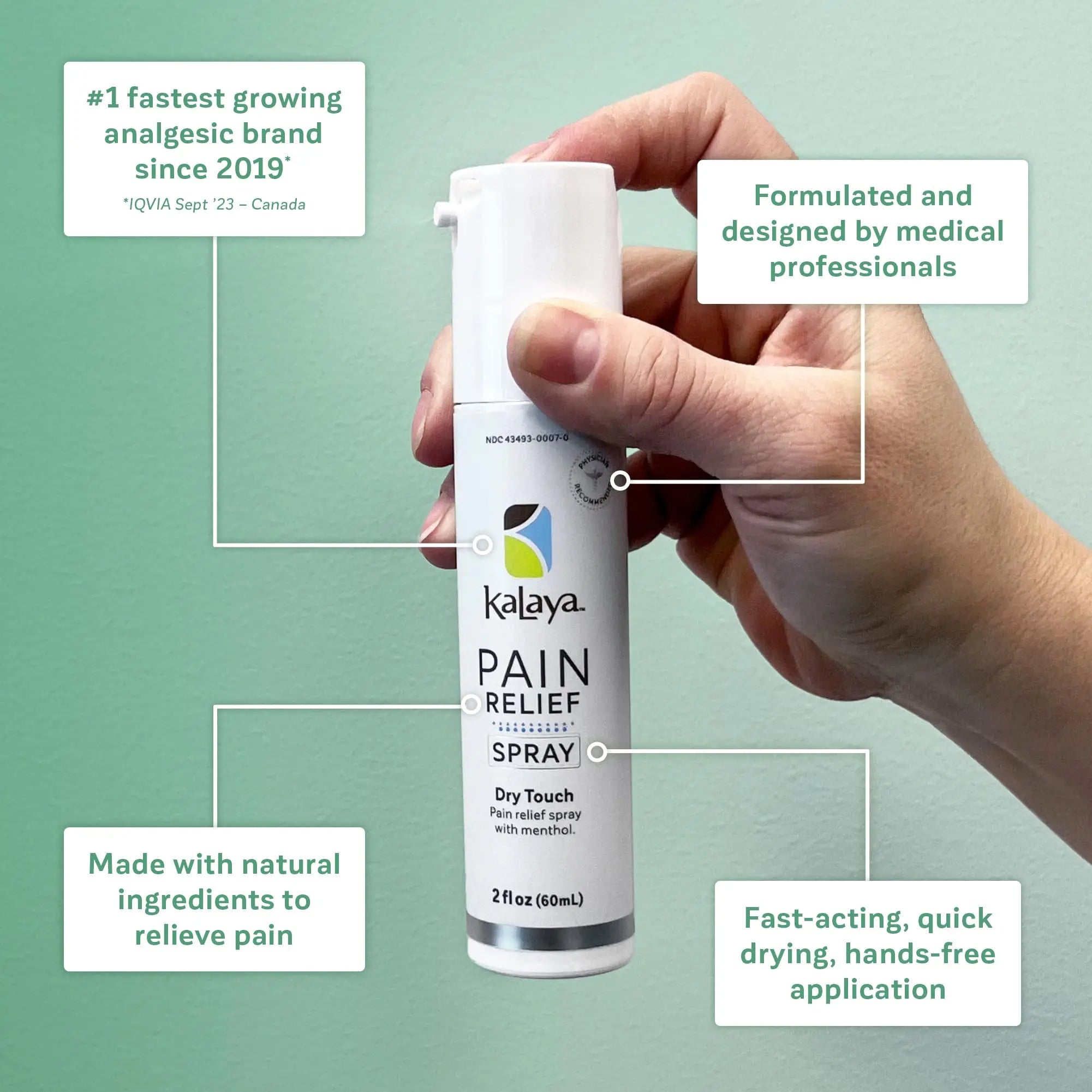 Kalaya Pain Relief Spray - Fast-Acting, Quick-Drying Muscle Rub for Joint Pain Relief and Muscle Pain - with Eucalyptus, Menthol, Methyl Salicylate, Camphor - Ideal for Easing Back Pain - 2 oz Kalaya Naturals uk supplements