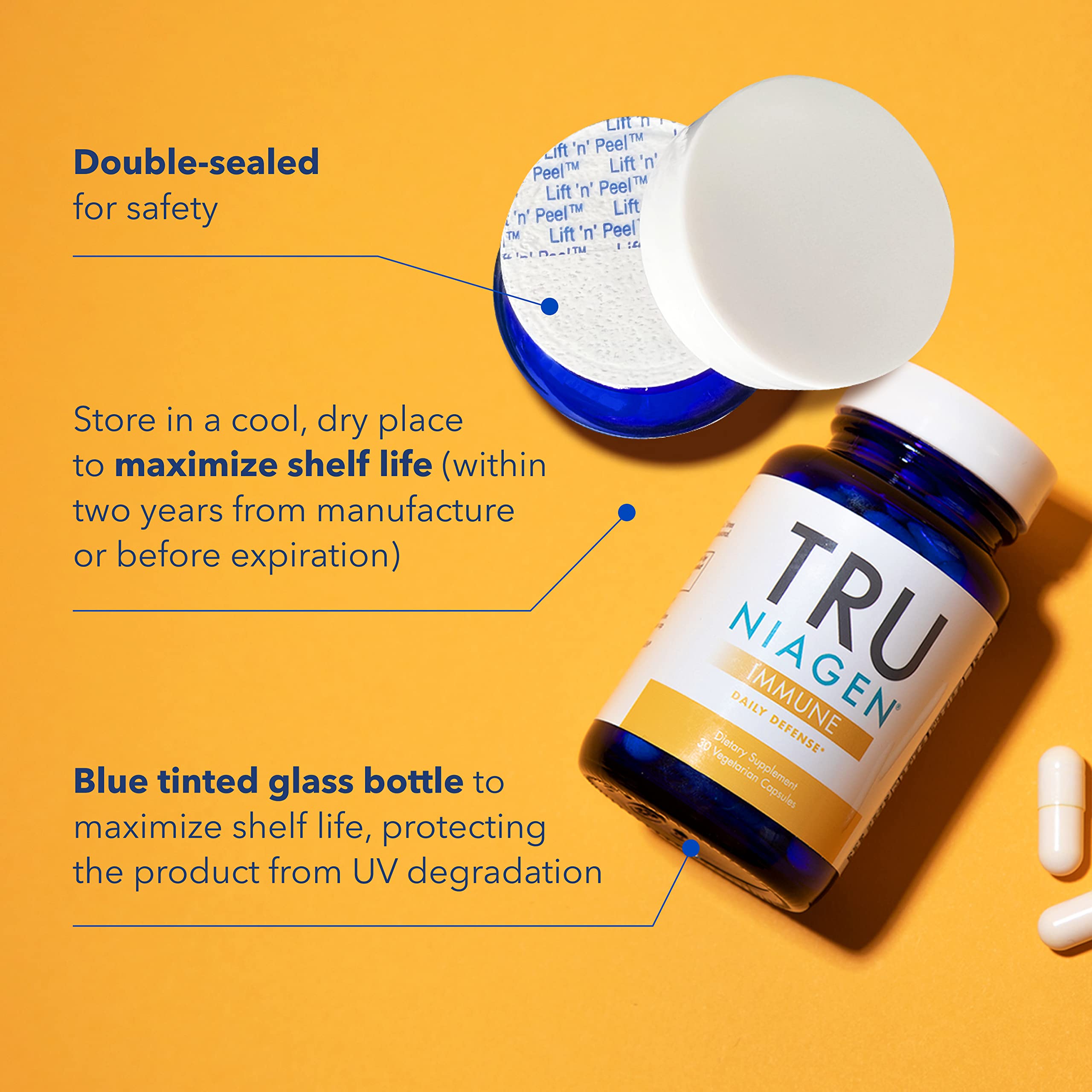 TRU NIAGEN Immune Support Supplement - Daily Defense - Vitamin C from Fermentation, Vegan Vitamin D3 2000 IU, Zinc, Plus Theracurmin (Curcumin) + Multi Award-Winning NAD Boosting Niagen 150mg 30ct TRU NIAGEN uk supplements