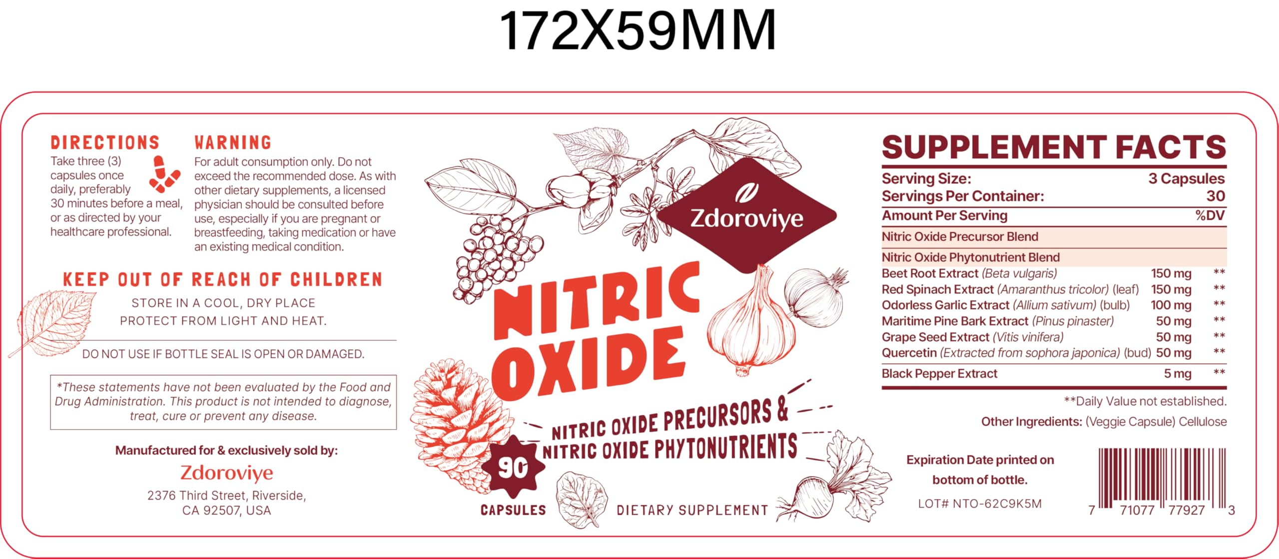 Zdoroviye Nitric Oxide Supplement for Men, 90 Capsules (2 Pack) Zdoroviye uk supplements