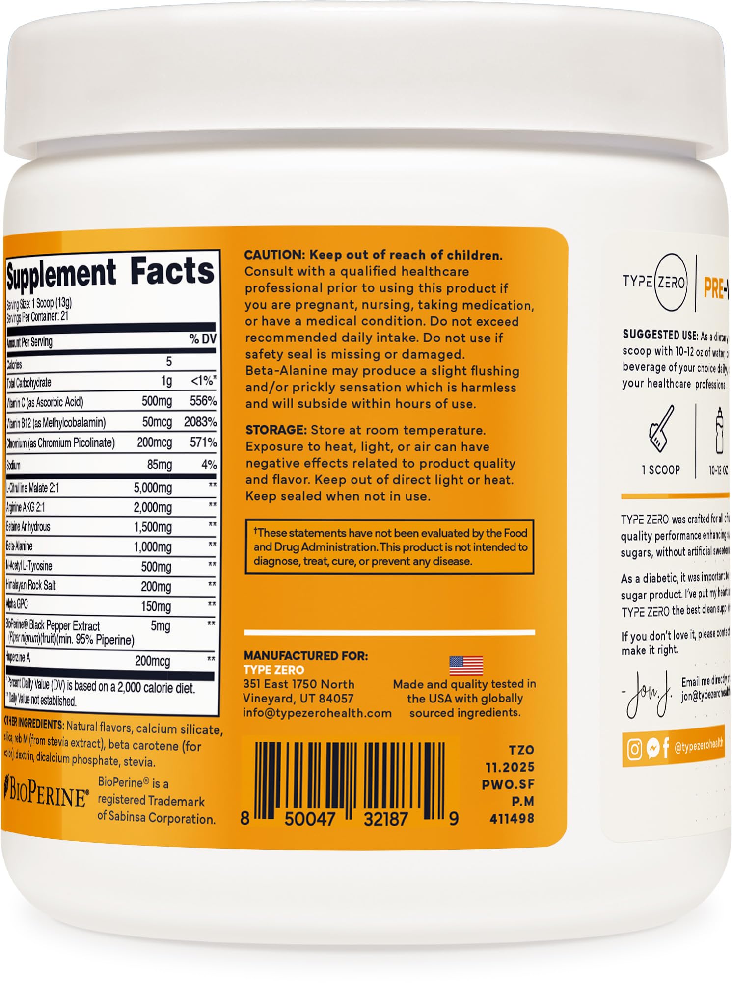 Type Zero Clean Stim Free Pre Workout Powder + Nitric Oxide Booster with L-Citrulline Malate, Arginine AKG, Beta Alanine - Caffeine & Stimulant Free - Pineapple Mango Flavor, 21 Servings Type Zero uk supplements