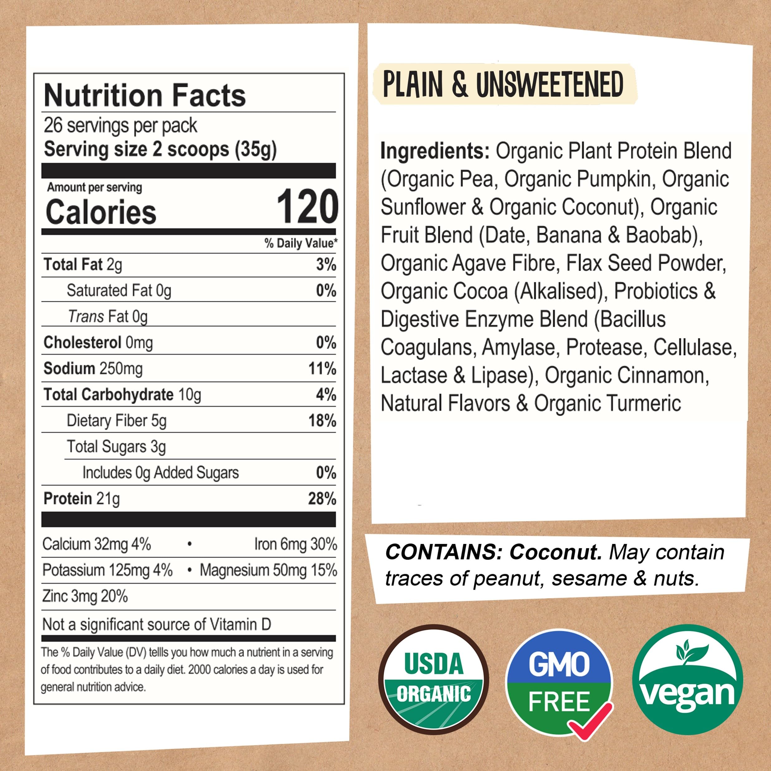 EarthChimp Organic Vegan Protein Powder - with Probiotics - Non GMO, Dairy Free EarthChimp uk supplements