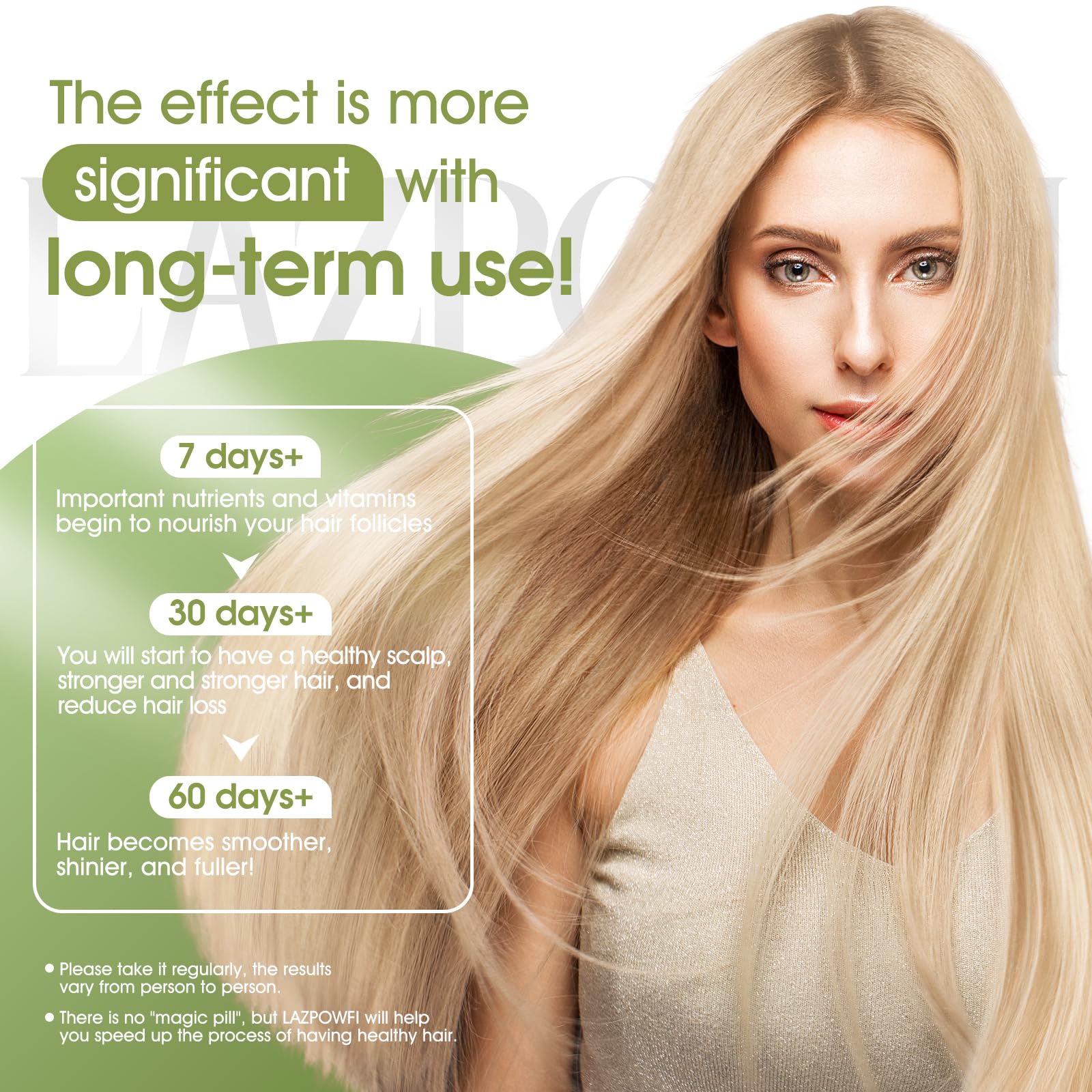 Lazpowfi Hair Growth Supplement, Biotin 10000mcg, 32-in-1 with Vitamin A, B3, C, Magnesium, Calcium, Hair Growth Products, Supports Hair & Nails Natural Growth Vitamins, for Women & Men - 30 Servings Lazpowfi uk supplements