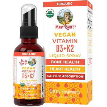 MaryRuth's Organic D3 + K2 Spray for Adults & Kids for Bone Health | Vitamin D3 as Cholecalciferol | Vitamin K2 | Immunity | Mineral Absorption | Heart Health | Vegan | Non-GMO | Gluten Free | 1 Fl Oz MARYRUTH'S uk supplements
