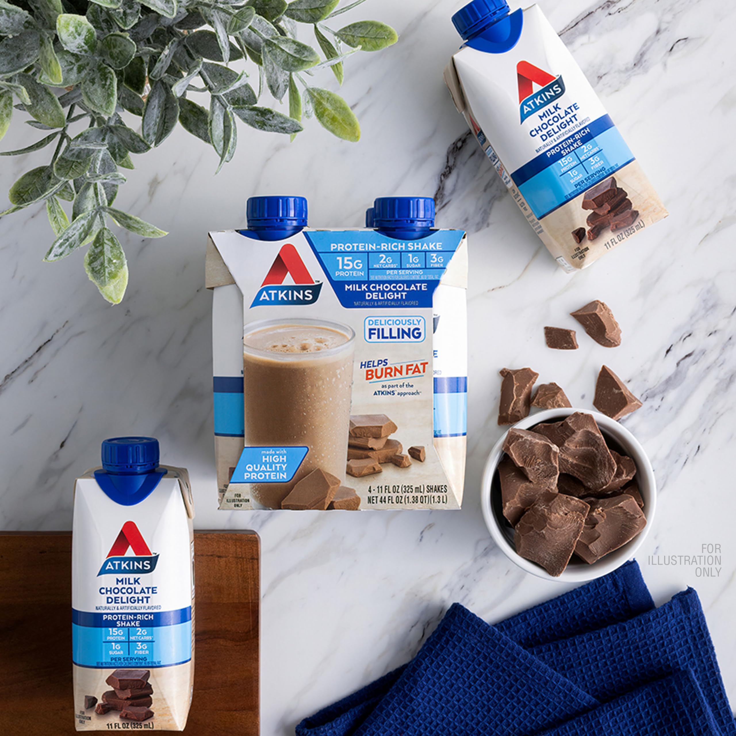 Atkins Milk Chocolate Delight Protein Shake, 15g Protein, Low Glycemic, 2g Net Carb Atkins uk supplements