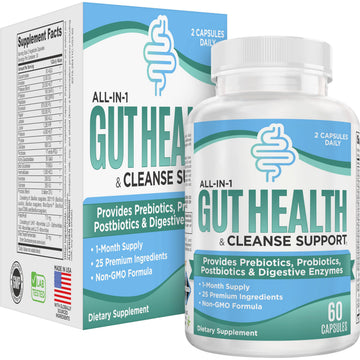 Gut Health Support Supplement (25-in-1) with Prebiotics, Probiotics, Postbiotics & Digestive Enzymes | Gut Supplements | 60 Capsules Elevate Recovery Supplements uk supplements