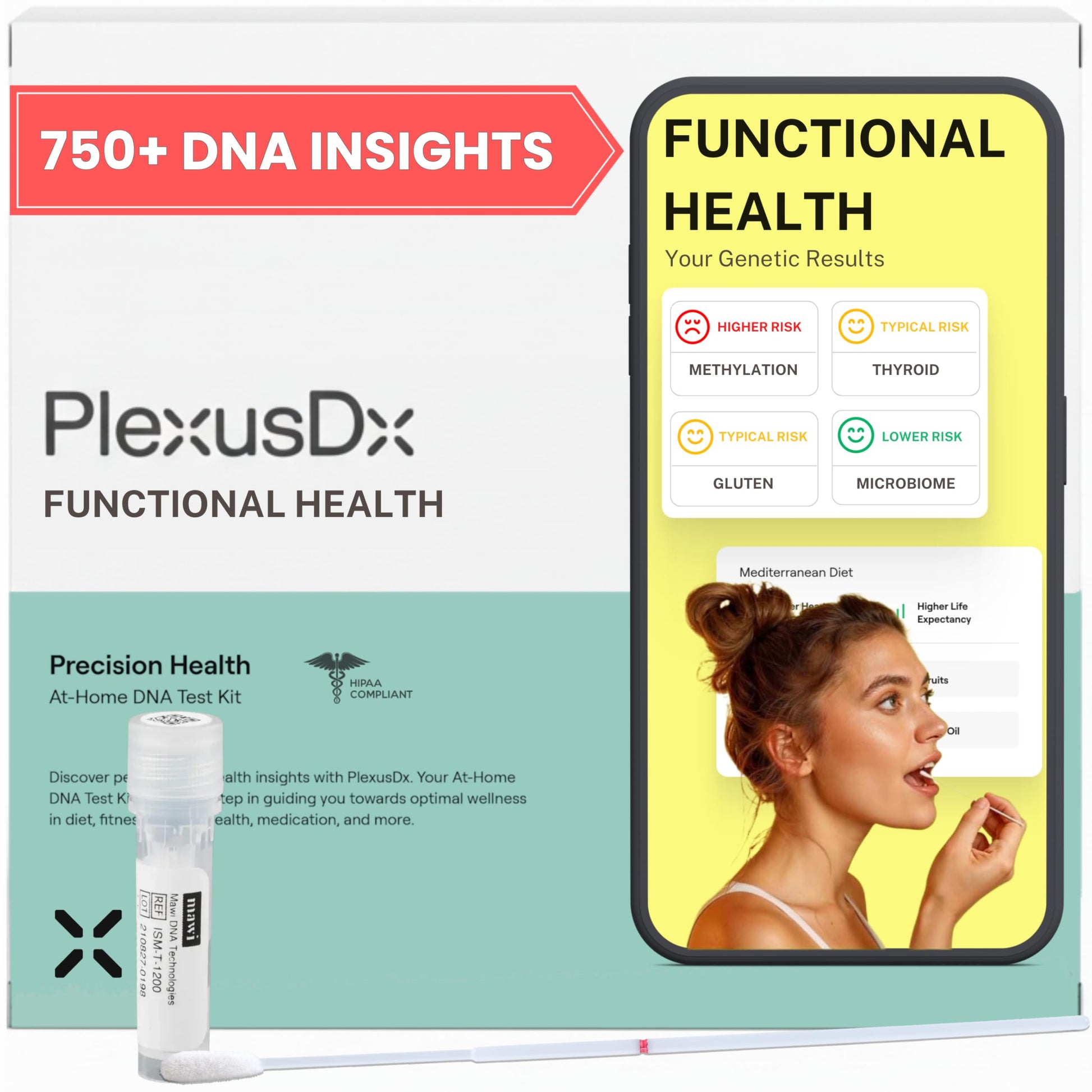 Genetic Methylation Test & Functional Health DNA Test | 750+ DNA Reports Including MTHFR, Cardiovascular, Nutrition, Gut Health, Hormones, Microbiome | Supplement & Diet Recommendations PlexusDX uk supplements