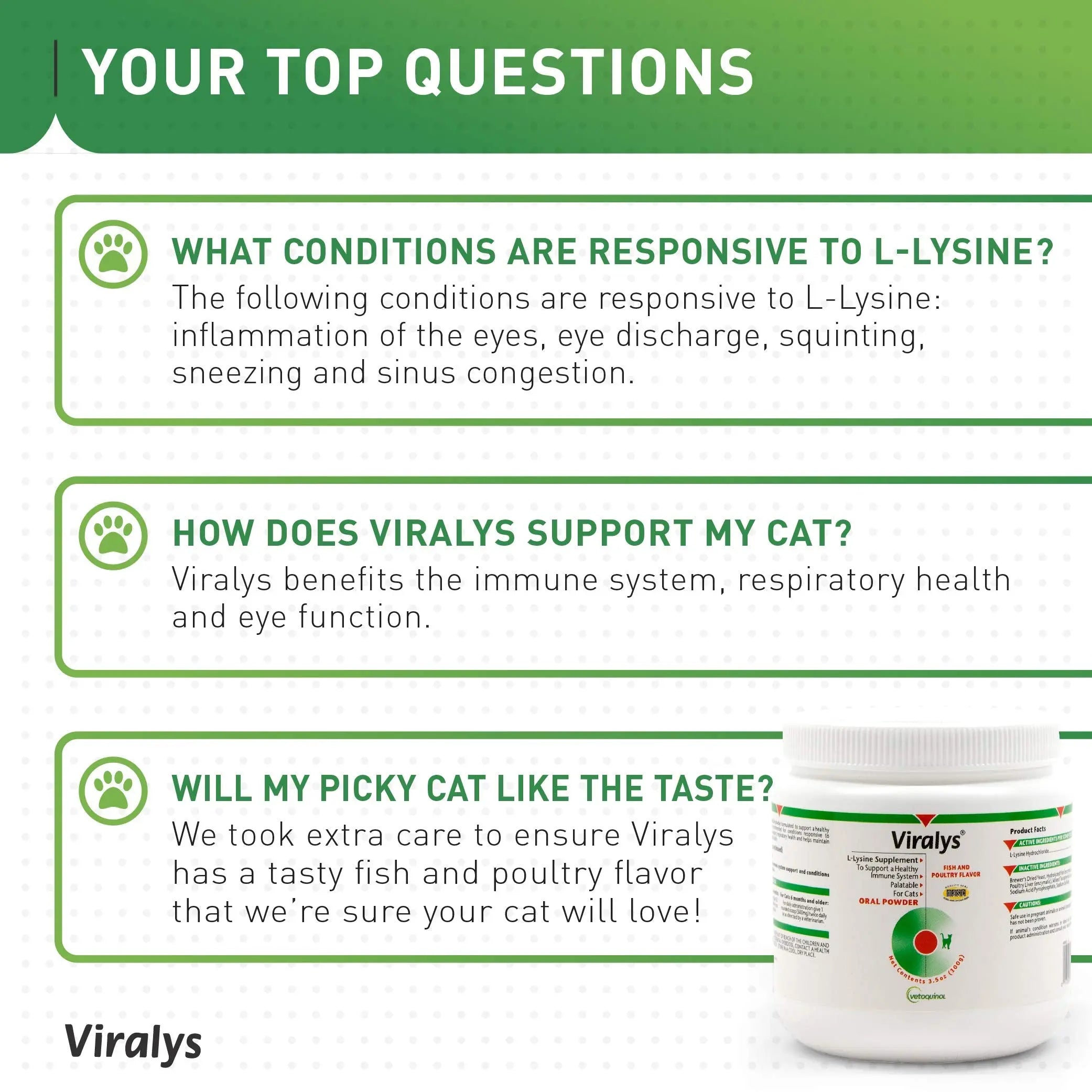 Vetoquinol Viralys Daily L-Lysine Powder for Cats and Kittens, Fish Flavored Lysine Supplement for Cats and Kittens to Support Immune Health Vetoquinol uk supplements