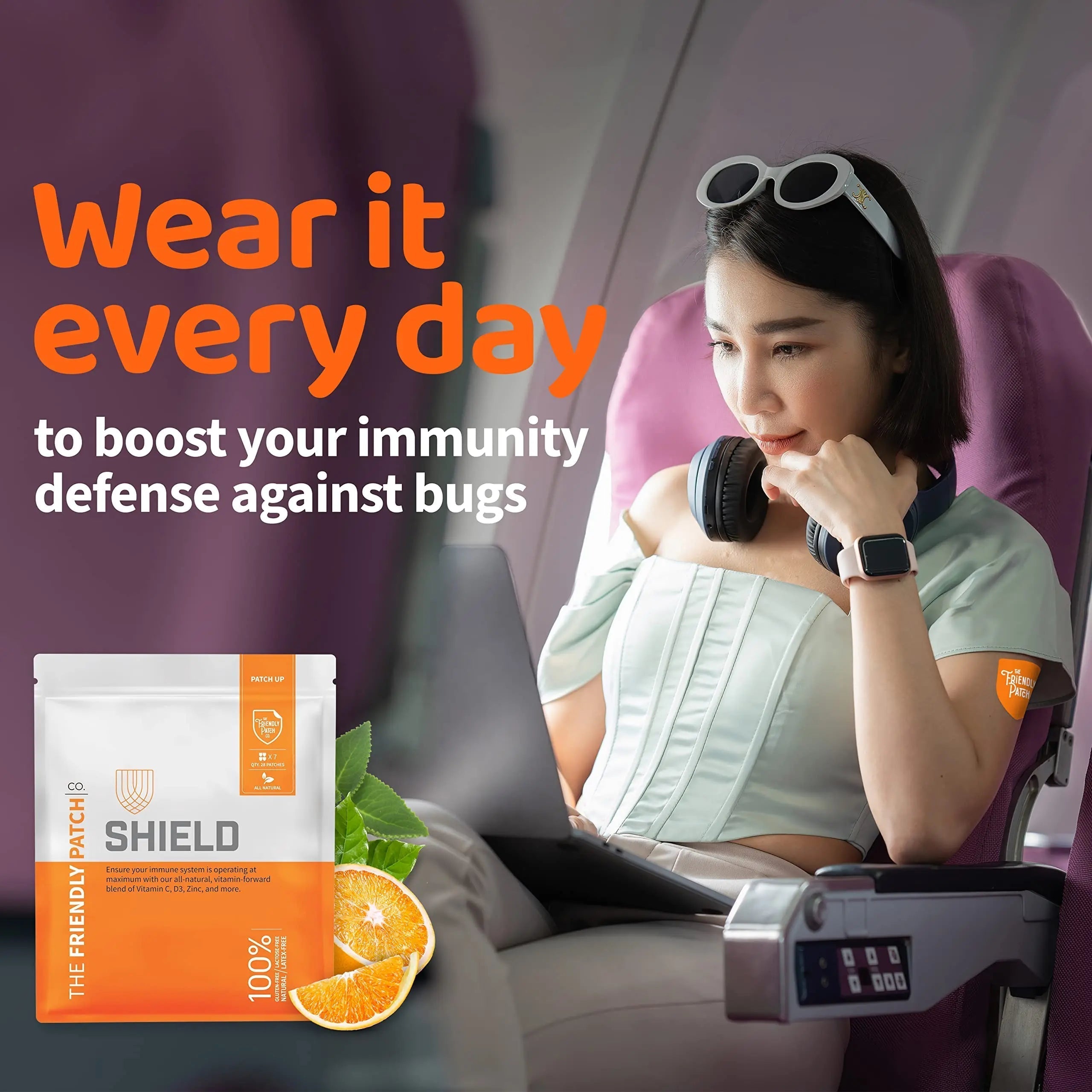 The Friendly Patch Shield Immunity Support Patch | Wearable Immune Boosters for Adults with Vitamin D3, C and Zinc The Friendly Patch CO. uk supplements