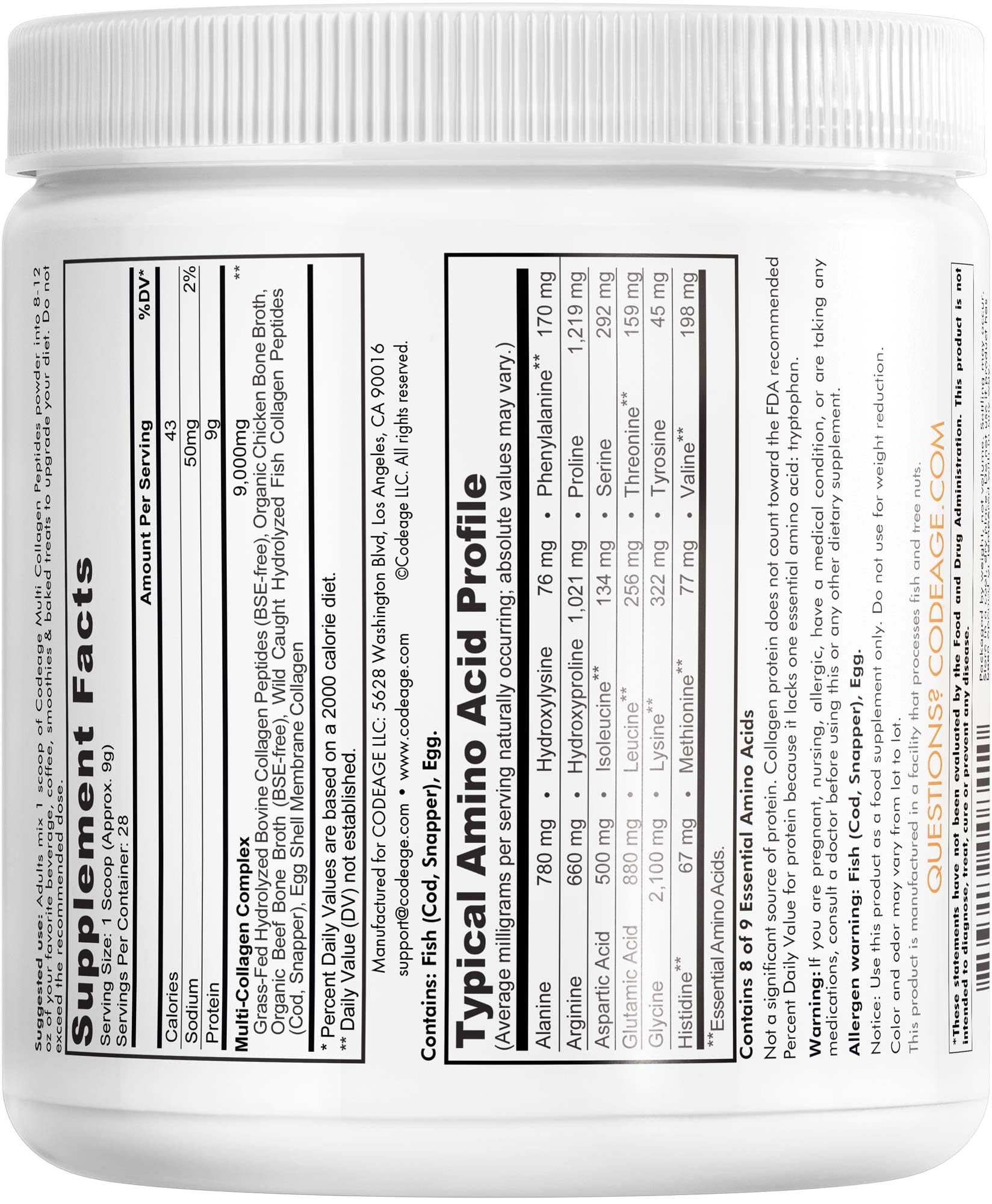 Codeage Multi Collagen Protein Powder Peptides, Hydrolyzed, Type I, II, III, V, X Grass Fed All in One Super Bone Codeage uk supplements