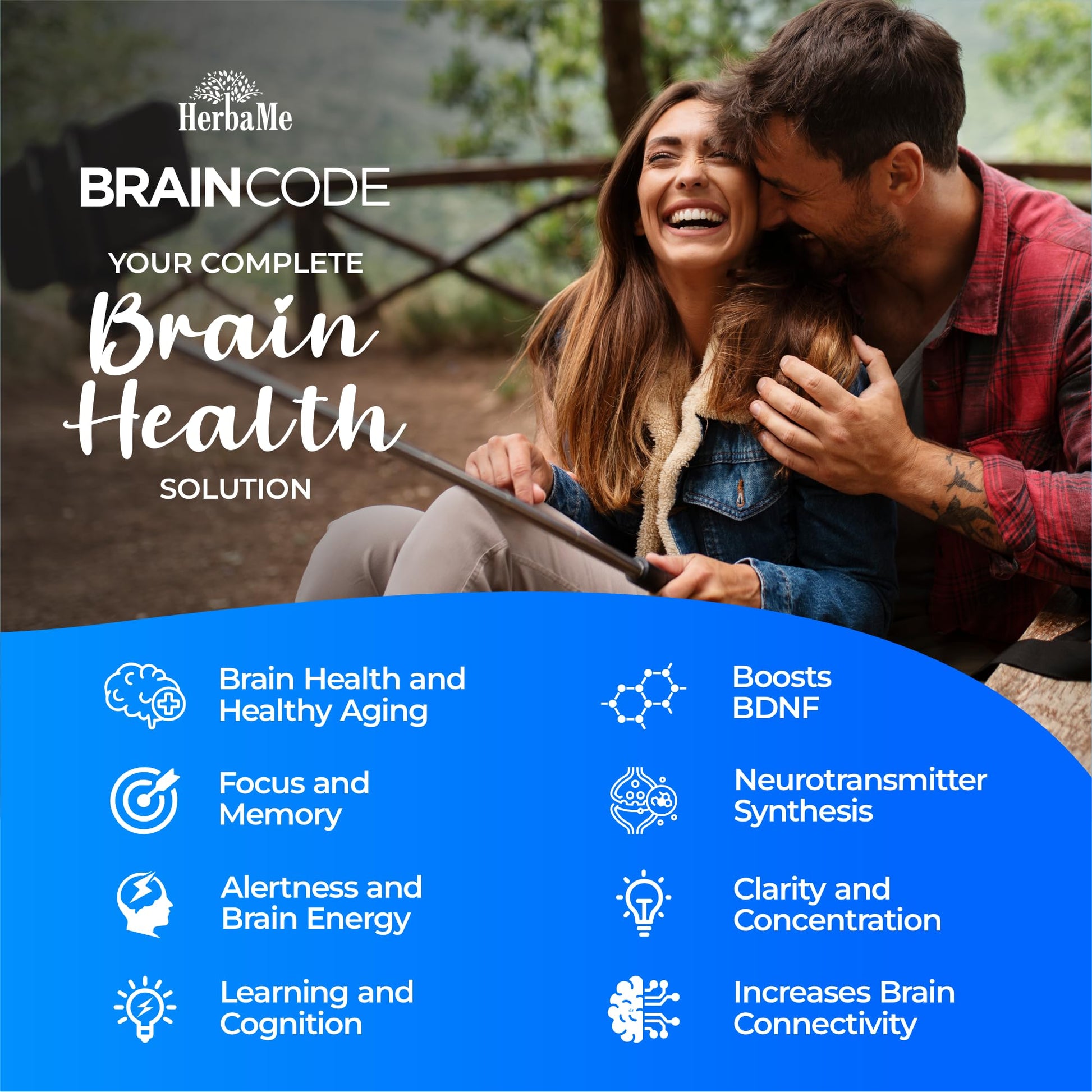 HerbaMe Brain Code Nootropic Brain Supplement for Memory and Focus | Supports Cognitive Health & Mental Clarity, Enhance Concentration | 90 Capsules HerbaMe uk supplements