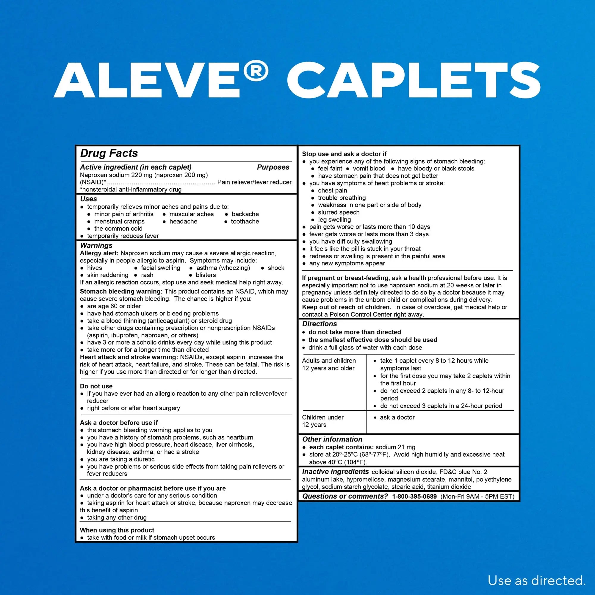 Aleve Pain Reliever & Fever Reducer Naproxen Sodium Caplets, Body and Arthritis Pain Reliever, Medicine for Adults and Children Ages 12 and Up, 60 Individual Pouches Aleve uk supplements