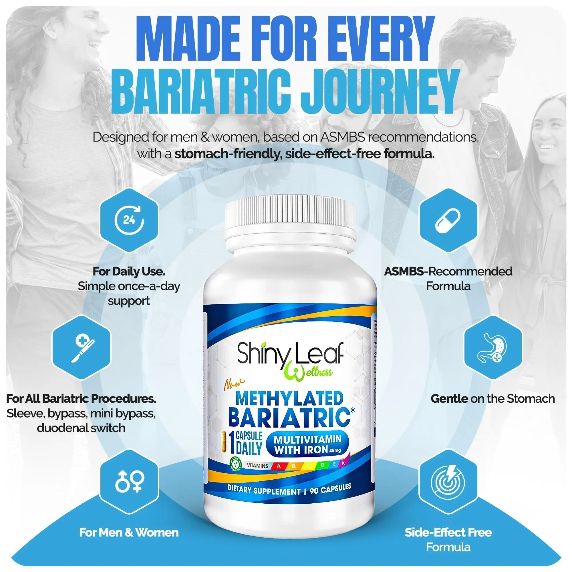 Shiny Leaf Methylated Bariatric Multivitamin with Iron 45mg – Once Daily Capsule, Made in USA, ASMBS Compliant Bariatric Vitamins Shiny Leaf uk supplements