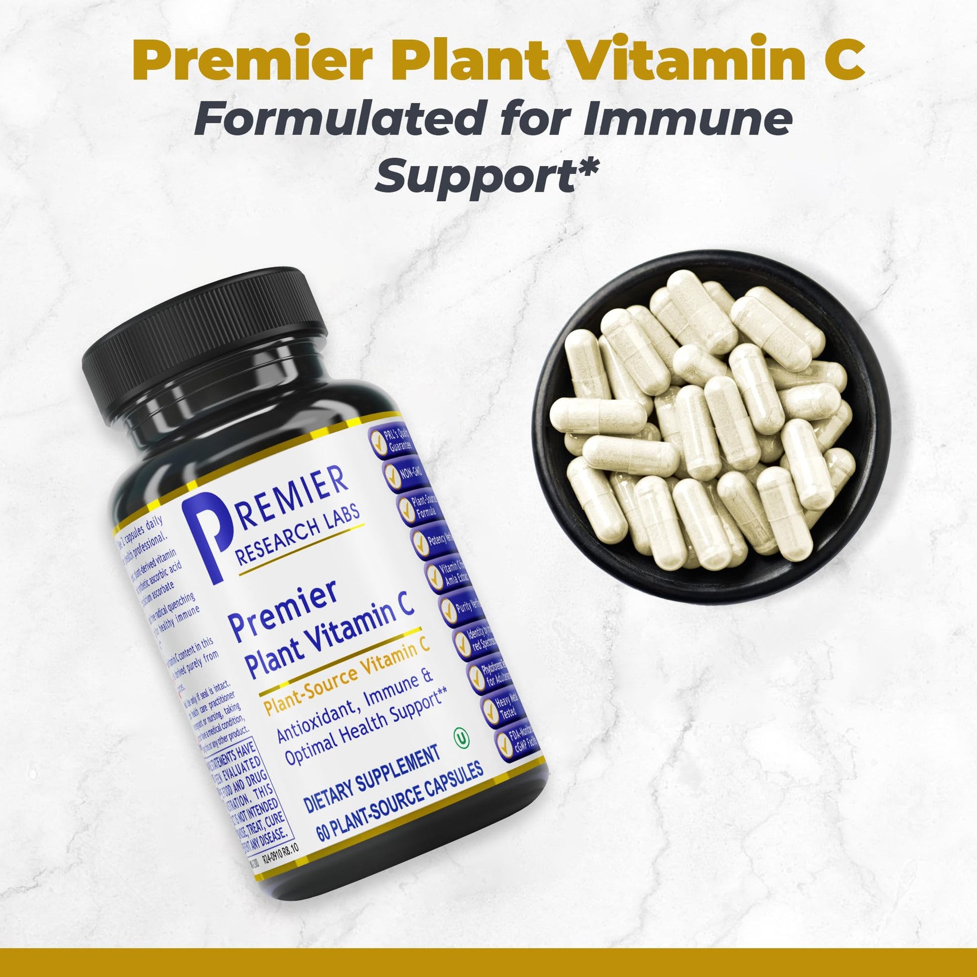 Premier Research Labs Vitamin C Supplement - Natural Vitamin C, Whole Food Vitamin C, Essential C Complex, Pure with Bioflavonoids & Organic Ingredients - 60 Vegetarian Capsules Premier Research Labs uk supplements