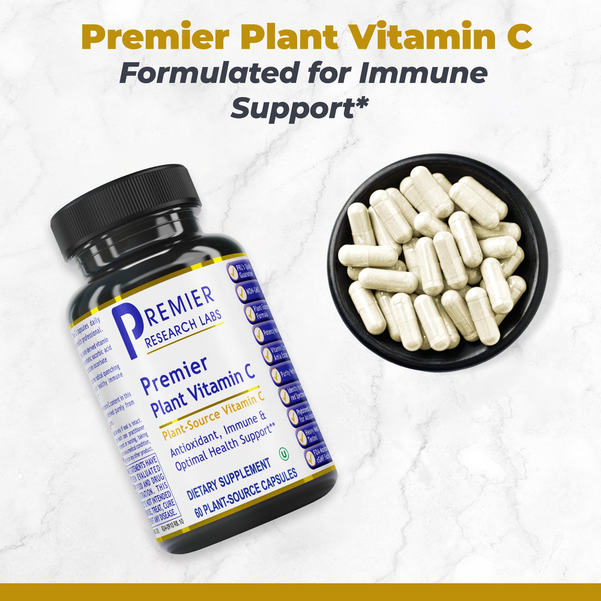 Premier Research Labs Vitamin C Supplement - Natural Vitamin C, Whole Food Vitamin C, Essential C Complex, Pure with Bioflavonoids & Organic Ingredients - 60 Vegetarian Capsules Premier Research Labs uk supplements