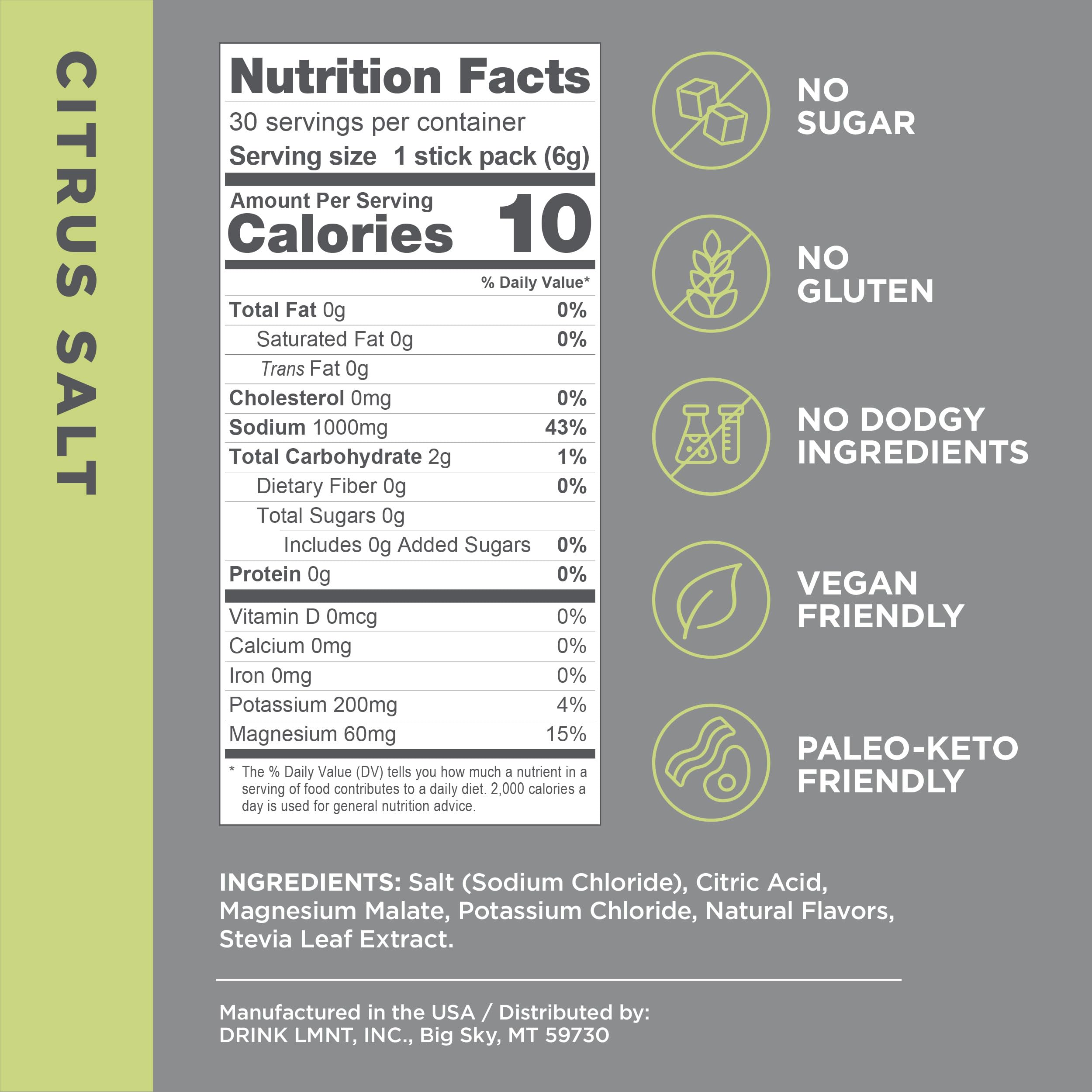 LMNT Zero-Sugar Electrolytes - Citrus Salt - Hydration Powder Packets | No Dodgy Ingredie Drink LMNT uk supplements