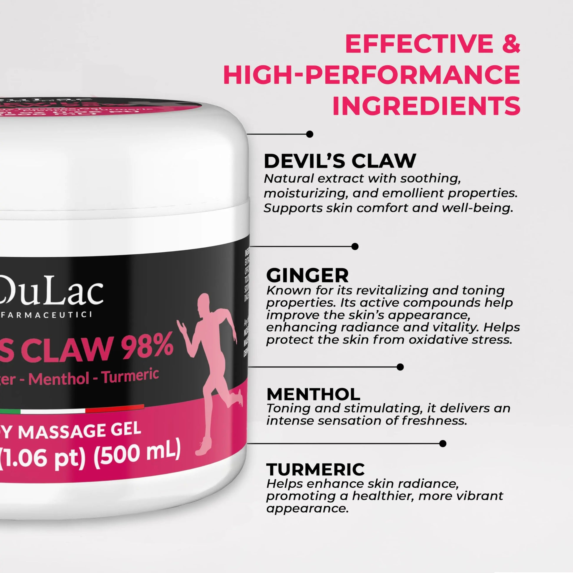 Dulac - Devil's Claw 98% Cream Maximum Strength 16.9 Fl Oz, Natural Joint and Muscle Comfort Cream, Enriched with Menthol for Cool Effect DULÀC FARMACEUTICI 1982 uk supplements