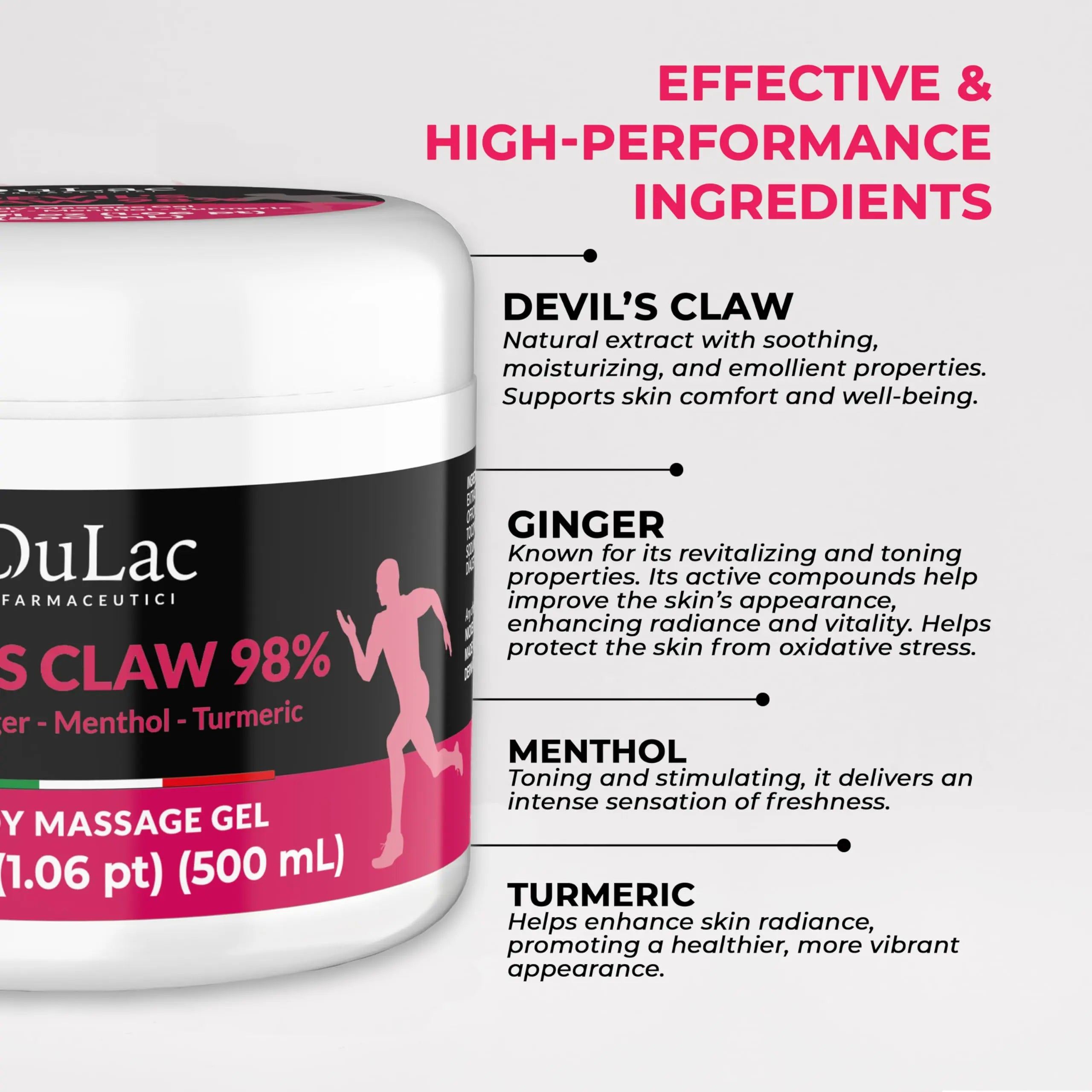 Dulac - Devil's Claw 98% Cream Maximum Strength 16.9 Fl Oz, Natural Joint and Muscle Comfort Cream, Enriched with Menthol for Cool Effect DULÀC FARMACEUTICI 1982 uk supplements