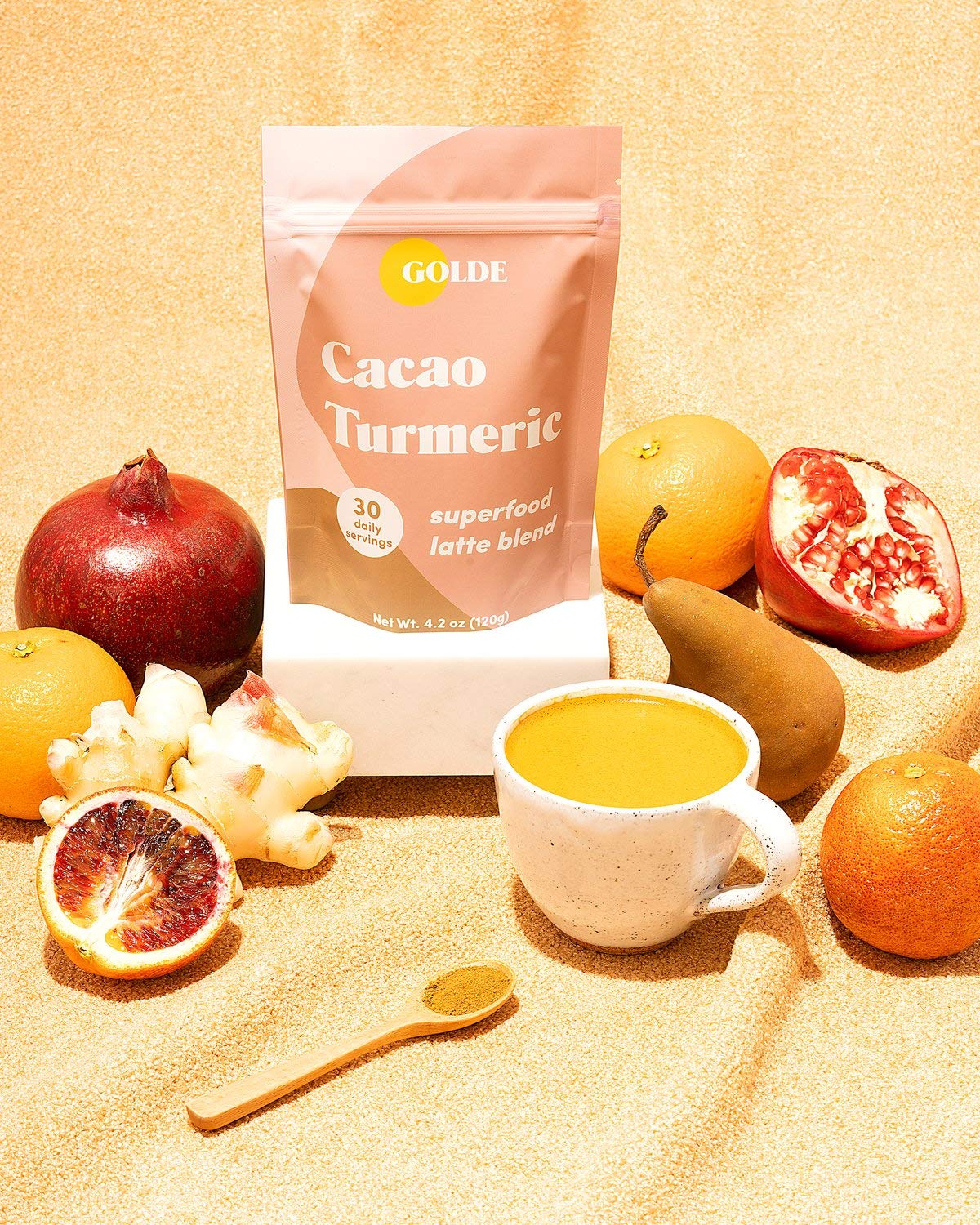 GOLDE - Superfood Latte Blend - Cacao Turmeric - Plant Based w/Turmeric, Cacao, & Coconut Milk Powder - Healthy Hot Cocoa - Coffee Replacement - Vegan, Keto, & Sugar-Free - 30 Servings GOLDE uk supplements