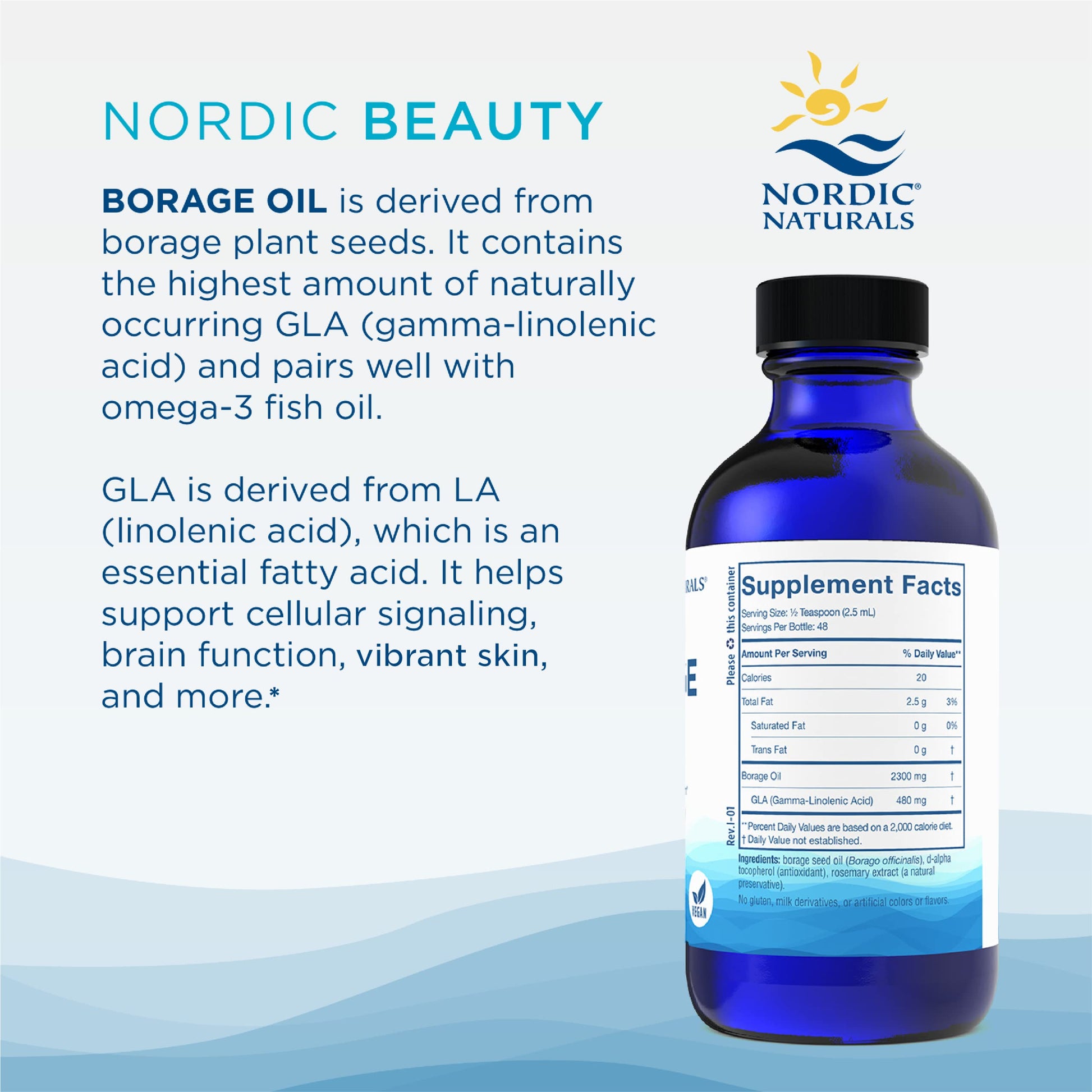 Nordic Naturals Nordic Beauty Borage Oil, Unflavored - 4 Ounces - Borage Seed Oil, Unique Omega-6 for Healthy and Hydrated Skin, 480 Milligrams of GLA - Non-GMO - Vegan, 48 Servings Nordic Naturals uk supplements