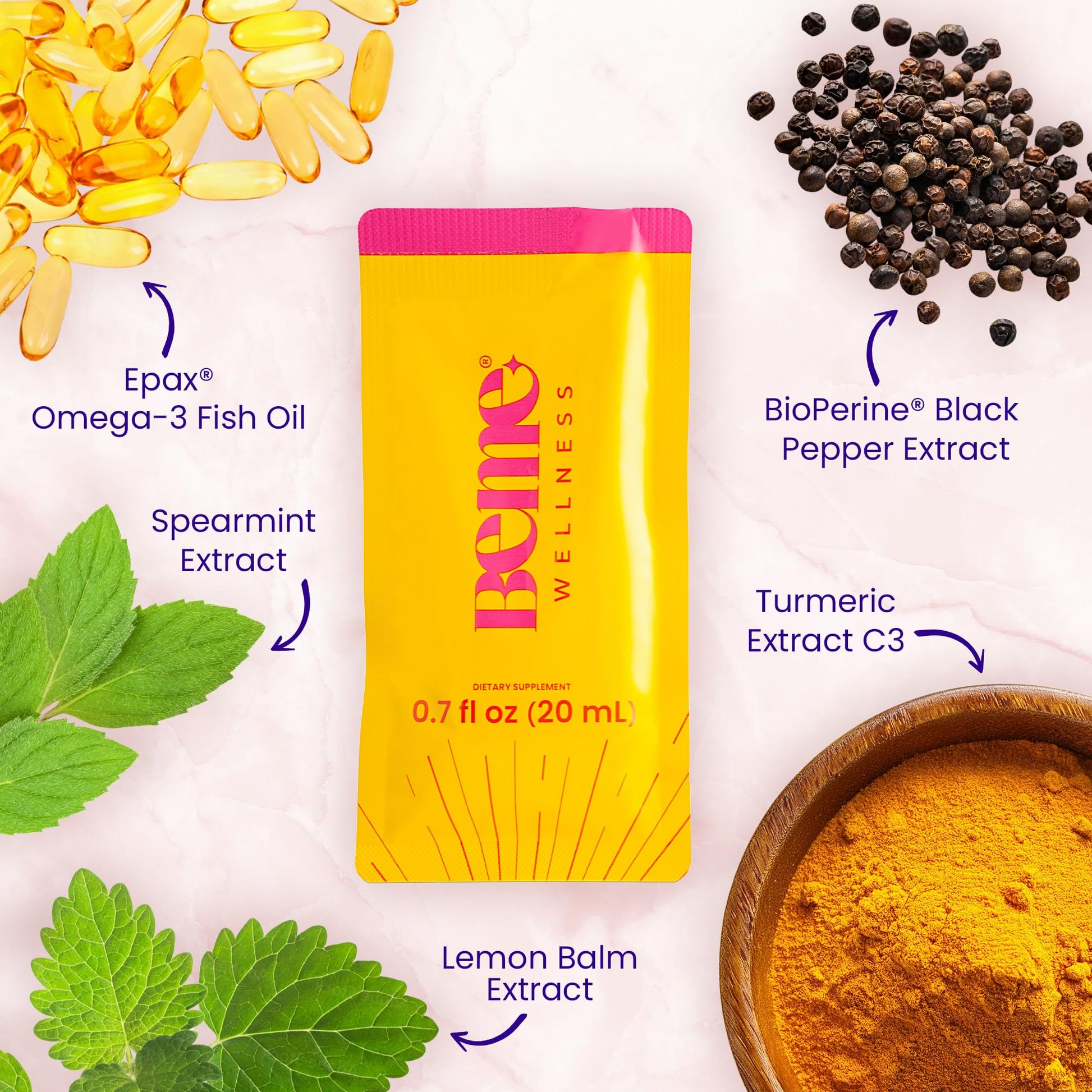 BeMe Liquid Omega 3 Fish Oil - Turmeric Curcumin, Lemon Balm Extract & Omega 3 Supplement for Women - Patented EPAX® for Quick Absorption & high bioavailability - Supports Memory & Brain Health BeMe uk supplements