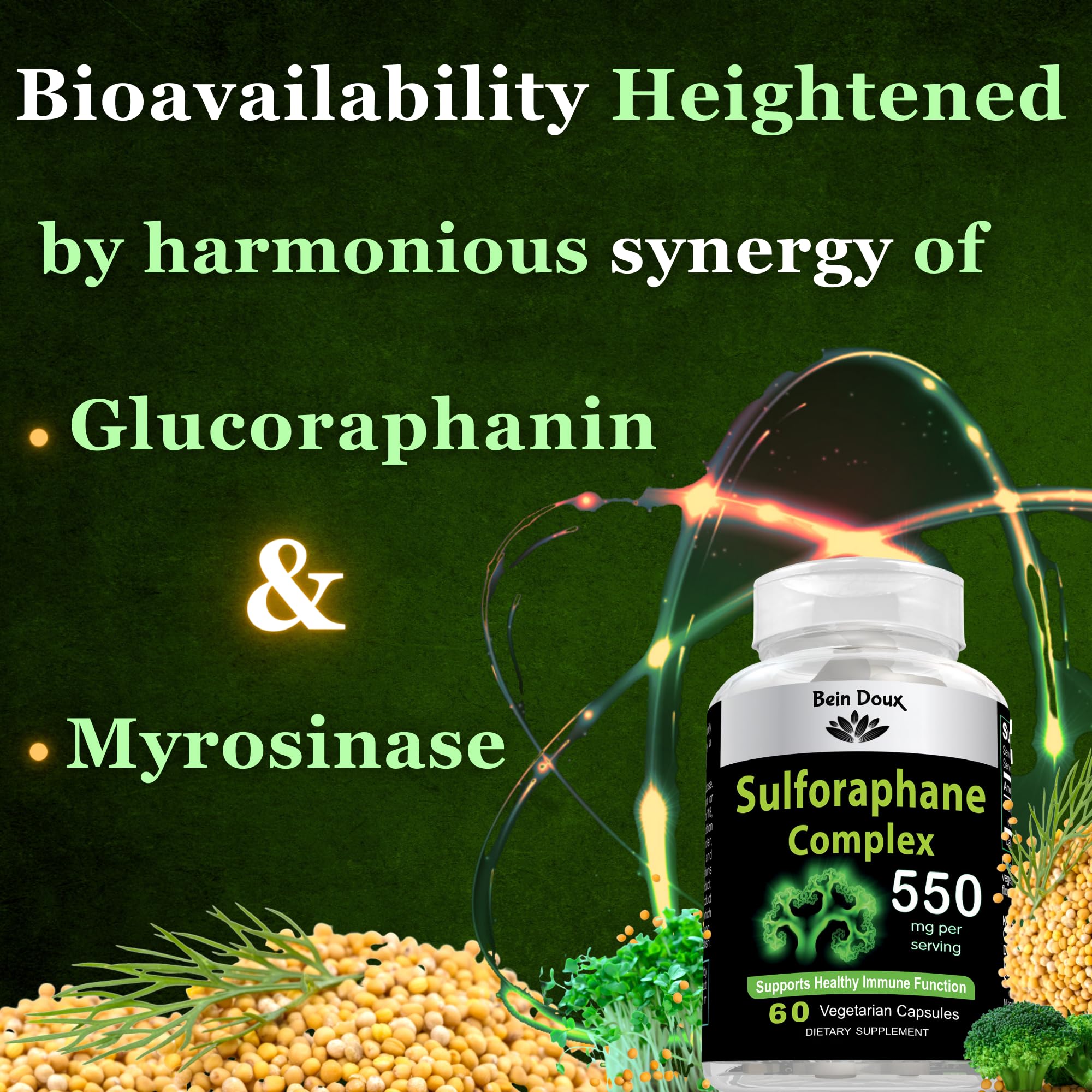 550mg Sulforaphane Supplement with Glucoraphanin and Myrosinase | Broccoli Supplemen BEIN DOUX uk supplements