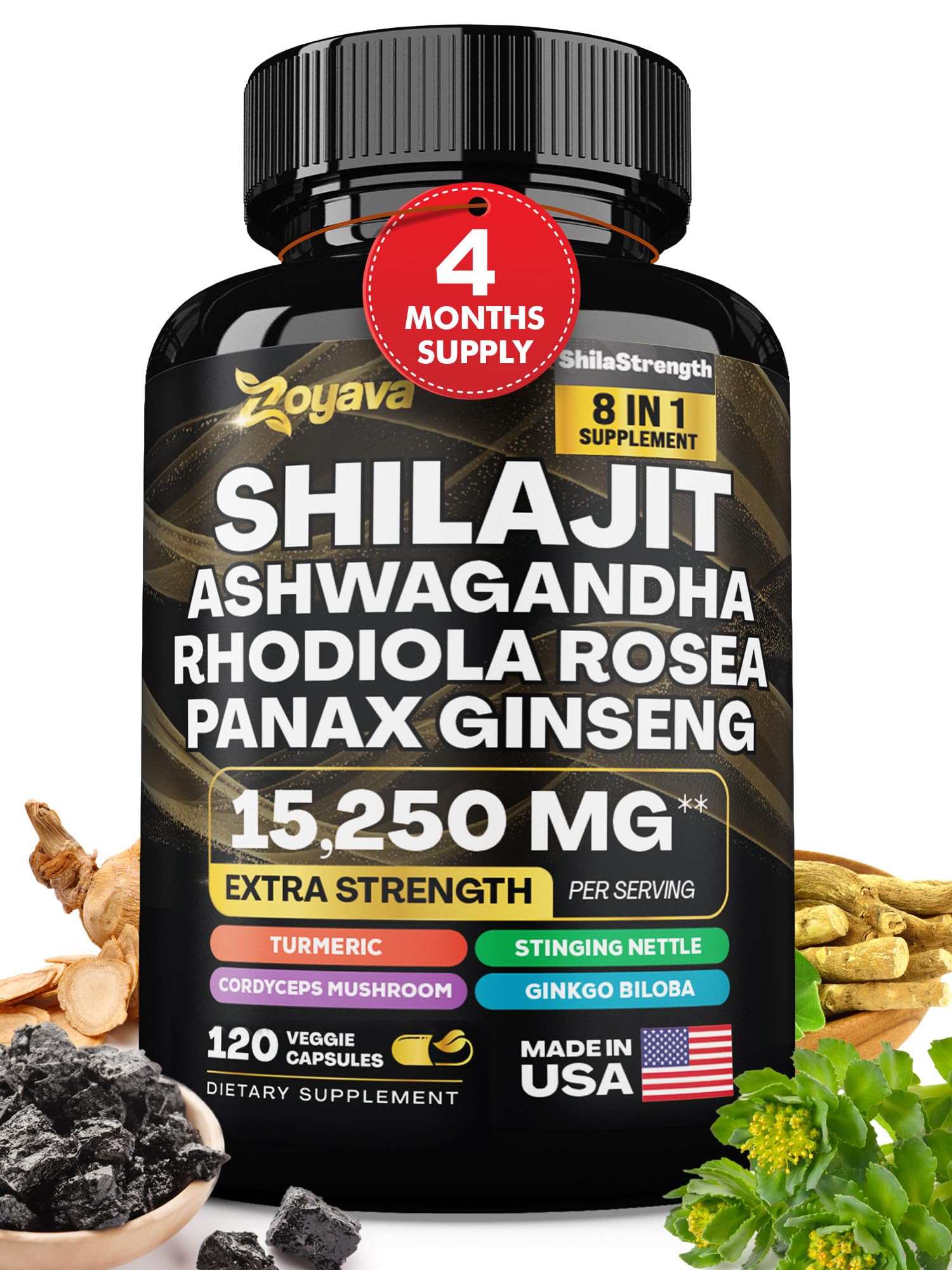 Zoyava Shilajit 9000MG Radiant Health Blend Ashwagandha 2000MG Rhodiola Rosea Zoyava uk supplements