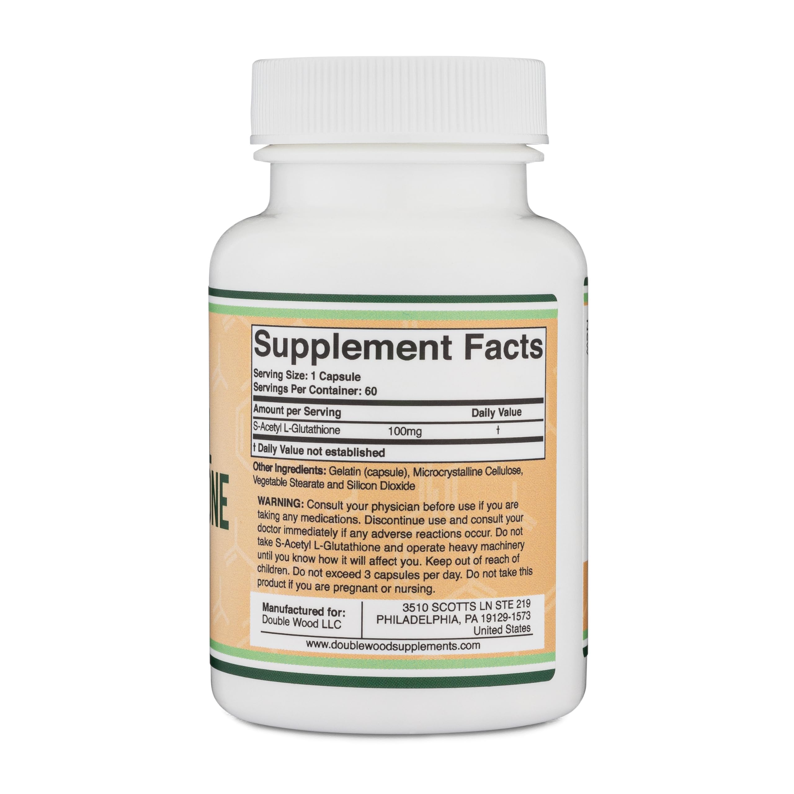 S-Acetyl L-Glutathione Capsules - 100mg, 60 Count (Acetylated Glutathione Antioxidant - More Absorbable Than Glutathione and Liposomal Glutathione, Non-GMO and Gluten Free) by Double Wood Double Wood Supplements uk supplements
