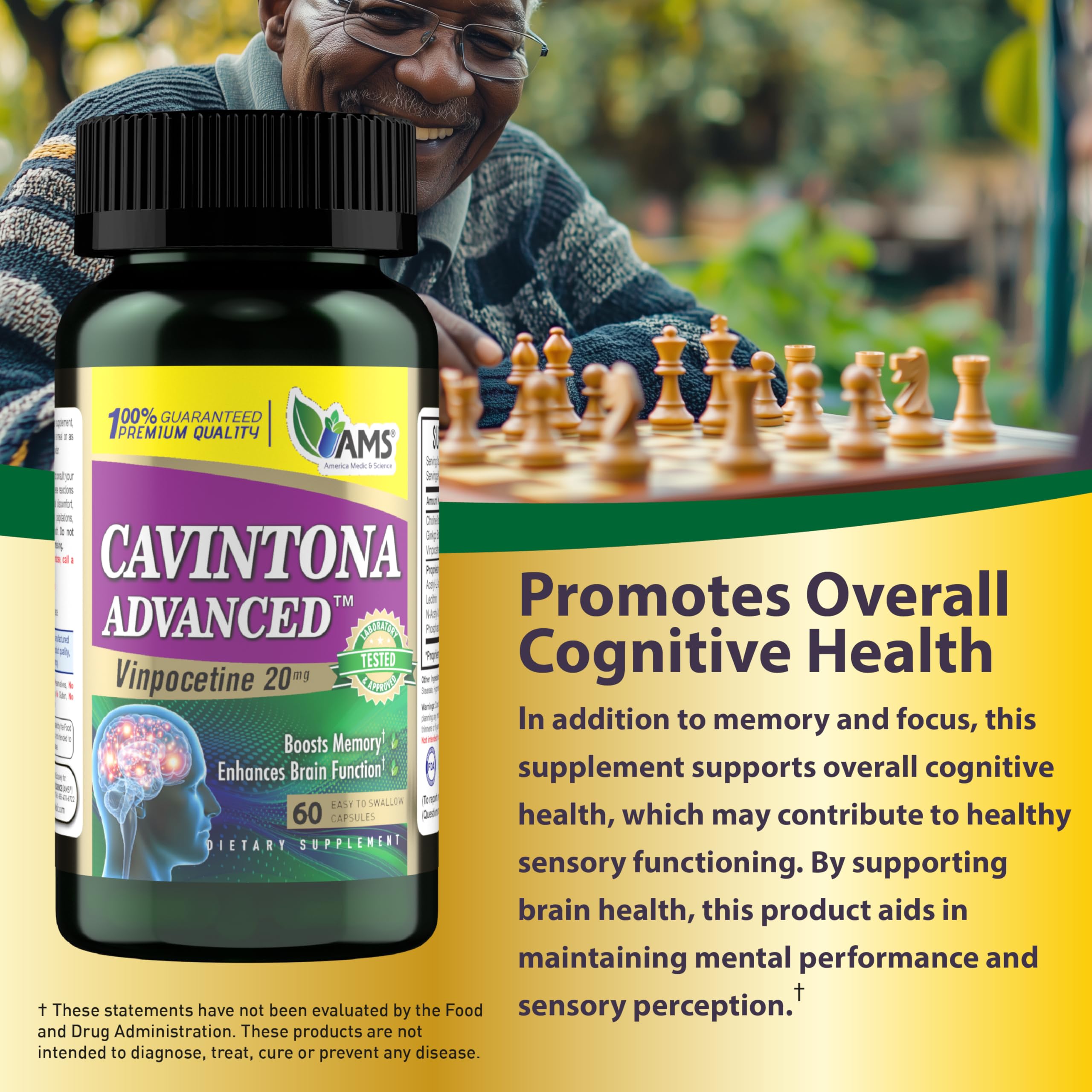 America Medic & Science Cavintona Advanced Supplement – Vinpocetine 20mg for Memory, Recall & Brain Health – Supports Cognitive Function, Focus, Mental Clarity & Blood Flow – 60 Capsules America Medic & Science uk supplements