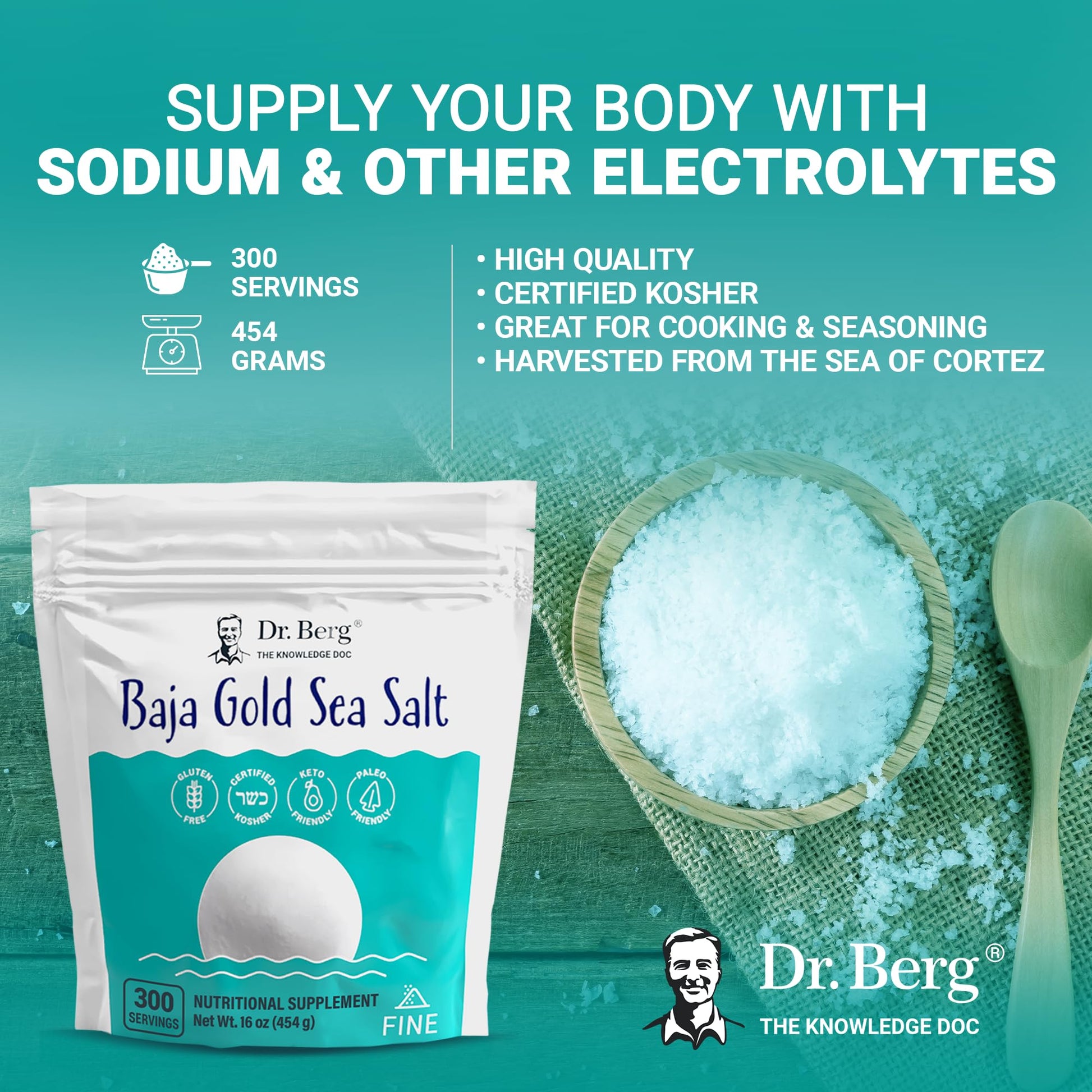 Dr. Berg's Baja Gold Sea Salt Organic - Natures Fine Sea Salt Support For Hydration Dr. Berg Nutritionals uk supplements