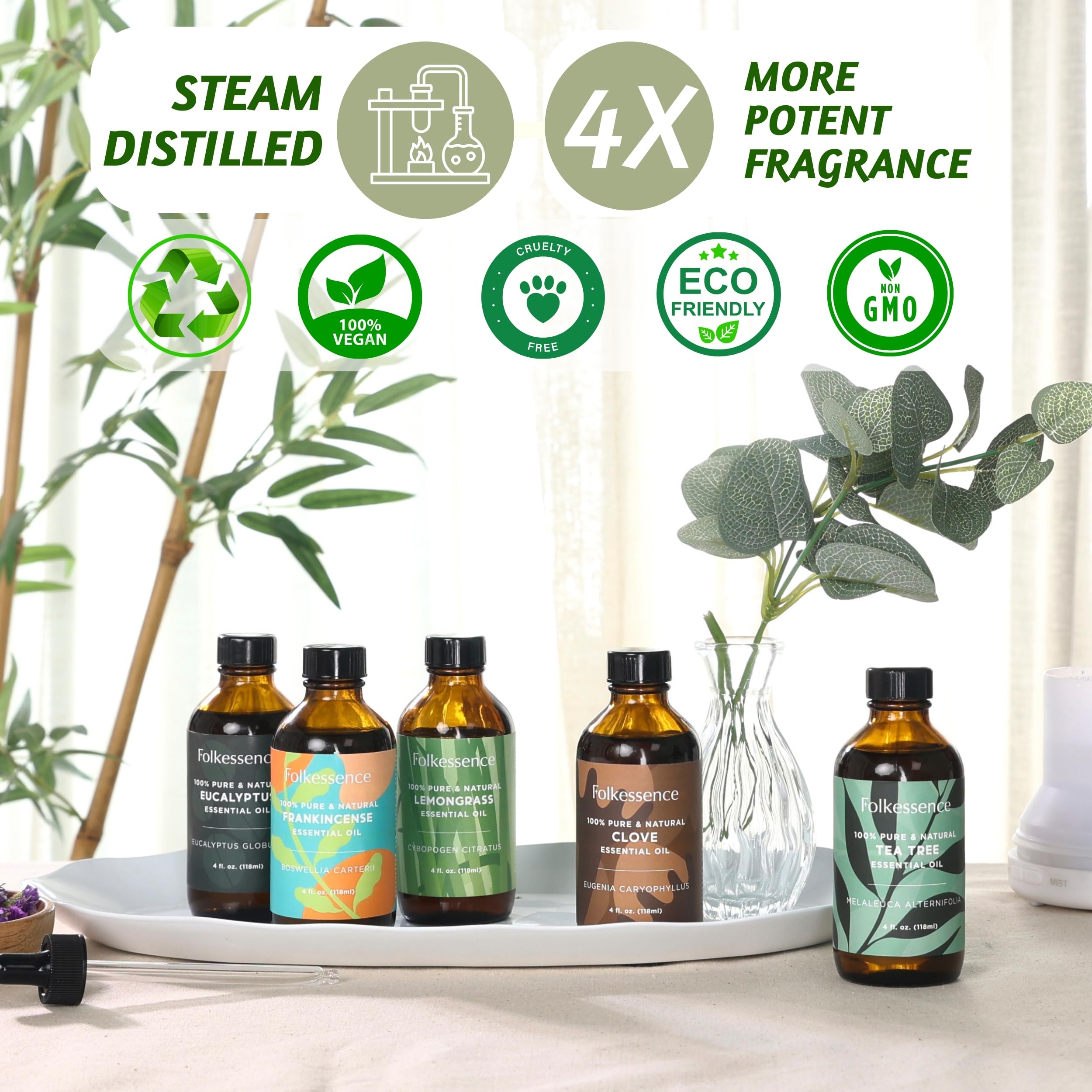 Folkulture Eucalyptus Essential Oil for Diffuser - 4 Fl Oz - 100% Pure, Natural and Undilluted Essential Oil Folkulture uk supplements