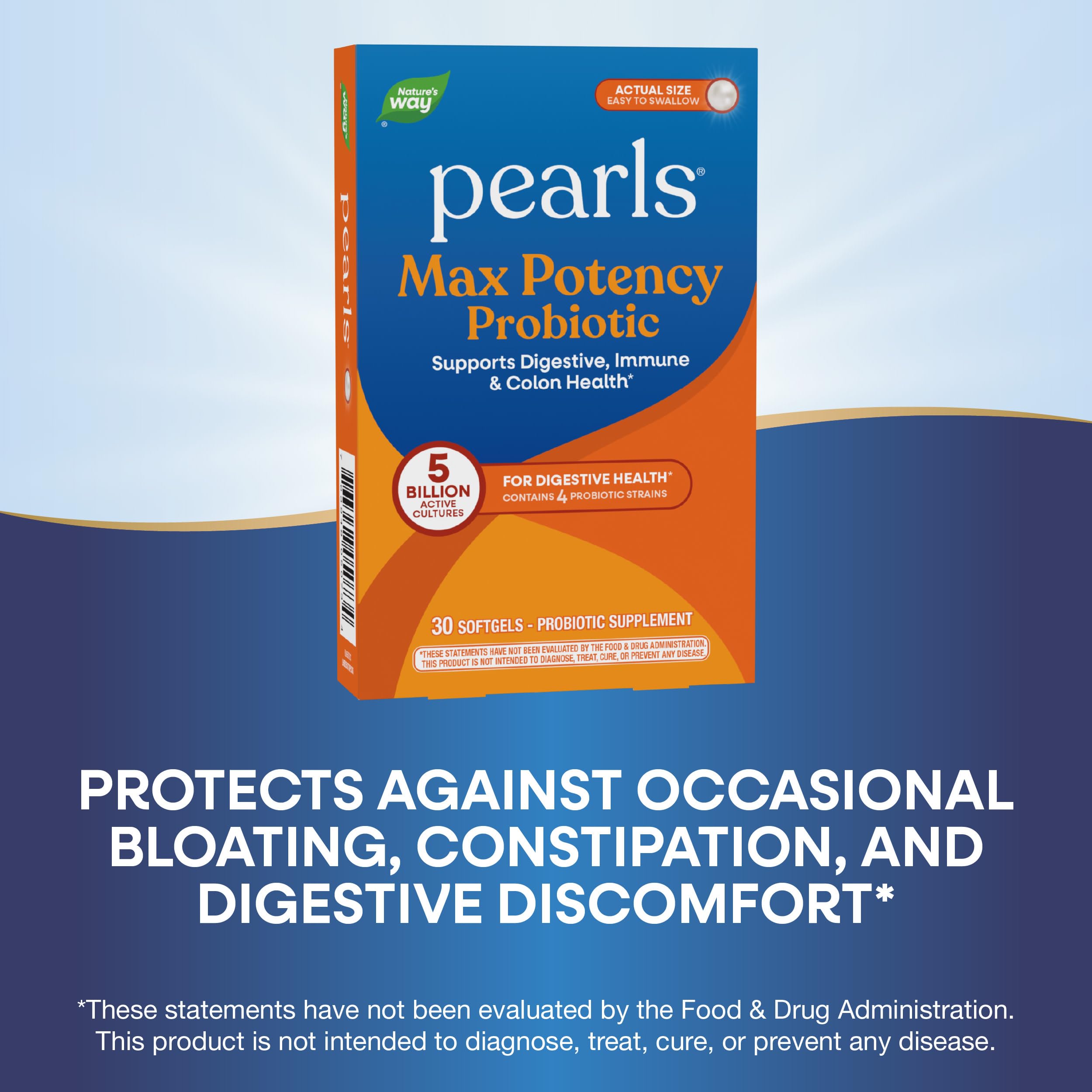 Nature's Way Pearls Max Potency Probiotic for Men and Women, Supports Digestive, Immune, Colon Health*, 5 Billion Live Cultures, No Refrigeration Required, 30 Softgels Nature's Way uk supplements