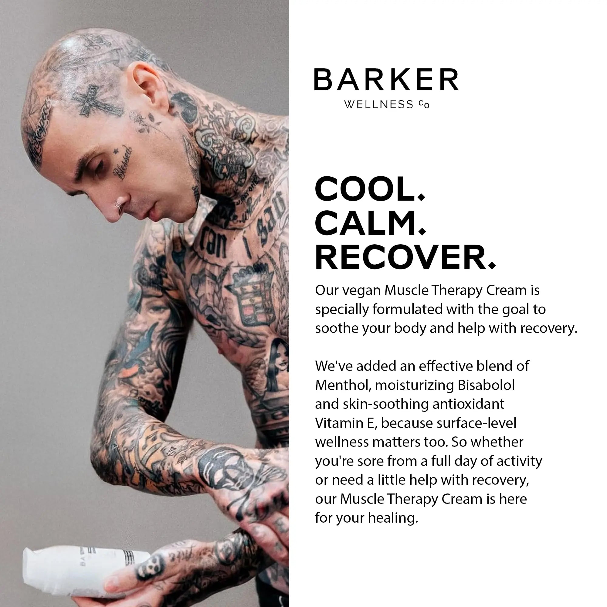 Barker Wellness Soothing Muscle Therapy Cream | Advanced Joint & Muscle Relief for Recovery & Relaxation | Enriched with Antioxidants & Moisturizing Vitamin E | All-Natural Vegan Formula (100ml) Barker Wellness Co uk supplements