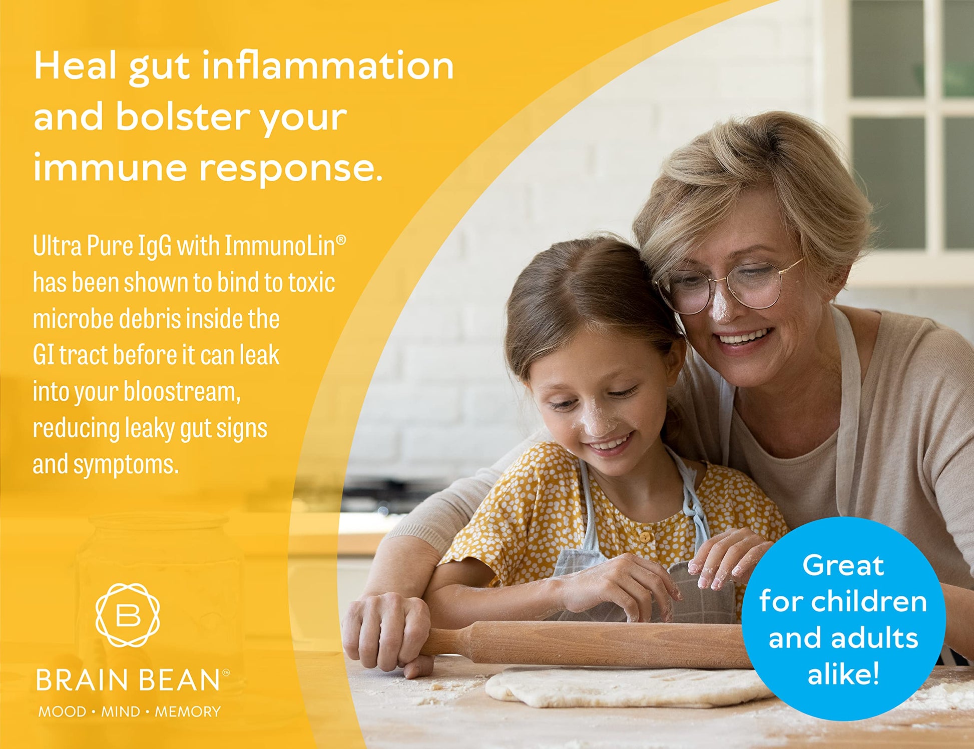 Brain Basics Ultra Pure IgG Supplement - Dairy-Free Supplement IgG-Immunolin Powder, Blended Vitamin & Mineral Supplements, 150g, 60 Servings Brain Bean uk supplements