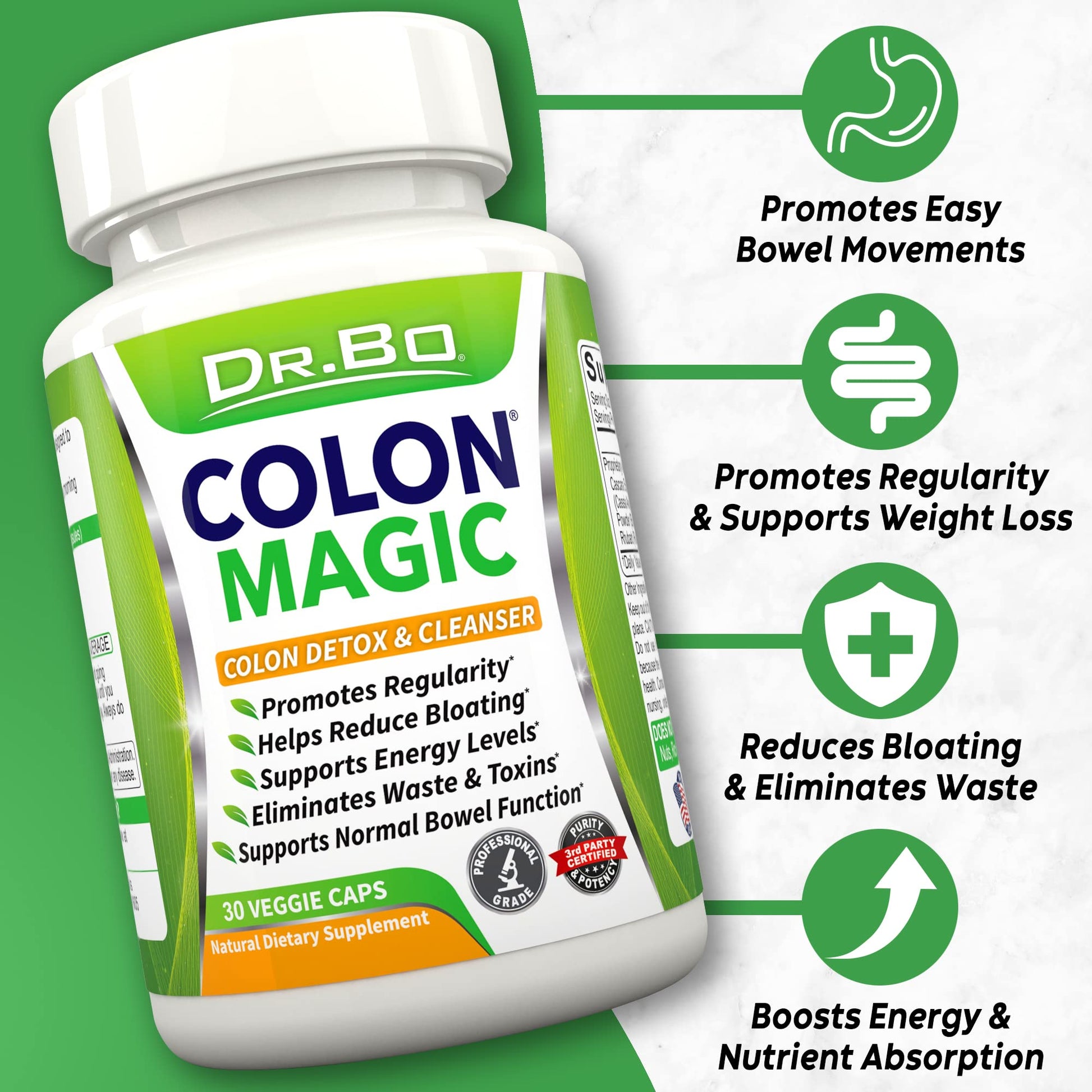 Colon Cleanse Detox Formula - Natural Bowel Cleanser Pills for Intestinal Bloating & Fast Digestive DR. BO uk supplements
