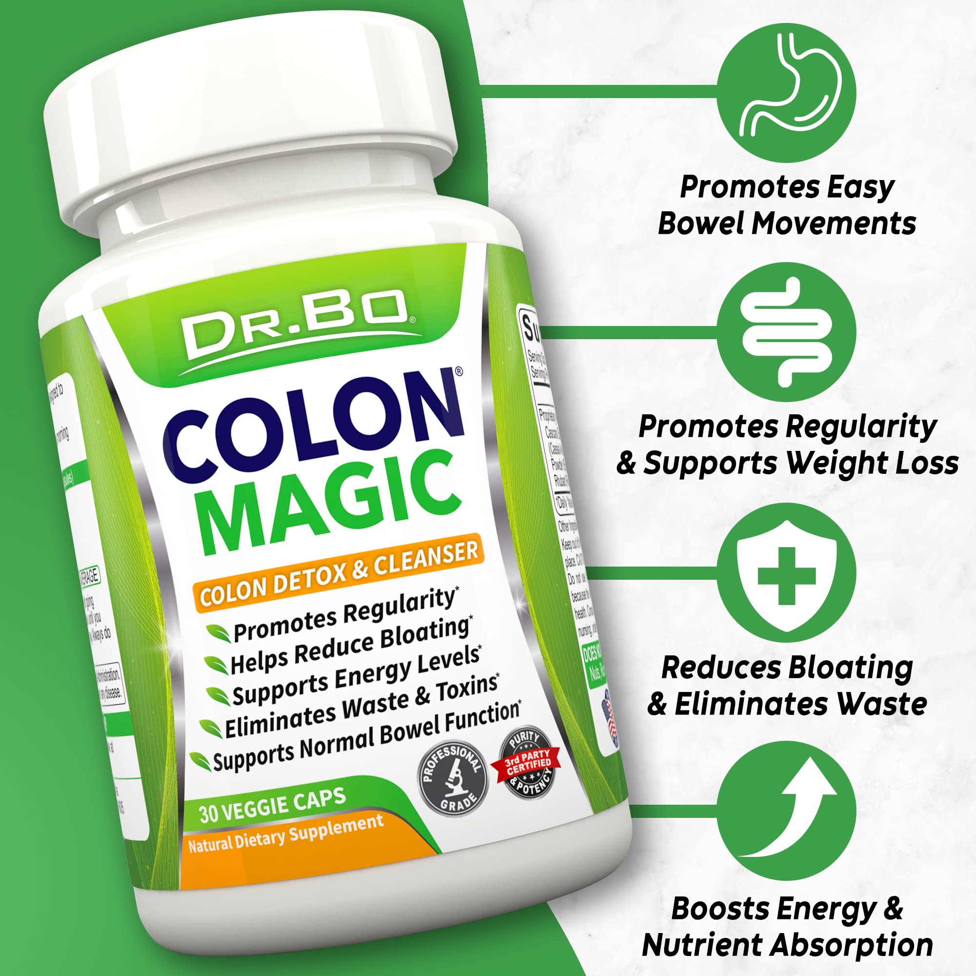 Colon Cleanse Detox Formula - Natural Bowel Cleanser Pills for Intestinal Bloating & Fast Digestive DR. BO uk supplements