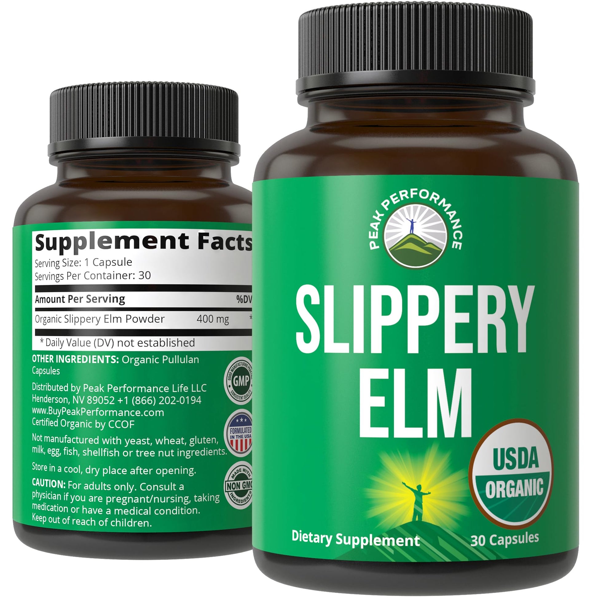 USDA Organic Slippery Elm for Women & Men. Vegan Capsules with Micronized Slippery Elm Bark Powder for Digestion, Bloating Relief, & Gut Lining. Natural Mucilage That Soothes The Throat & Airways Peak Performance uk supplements