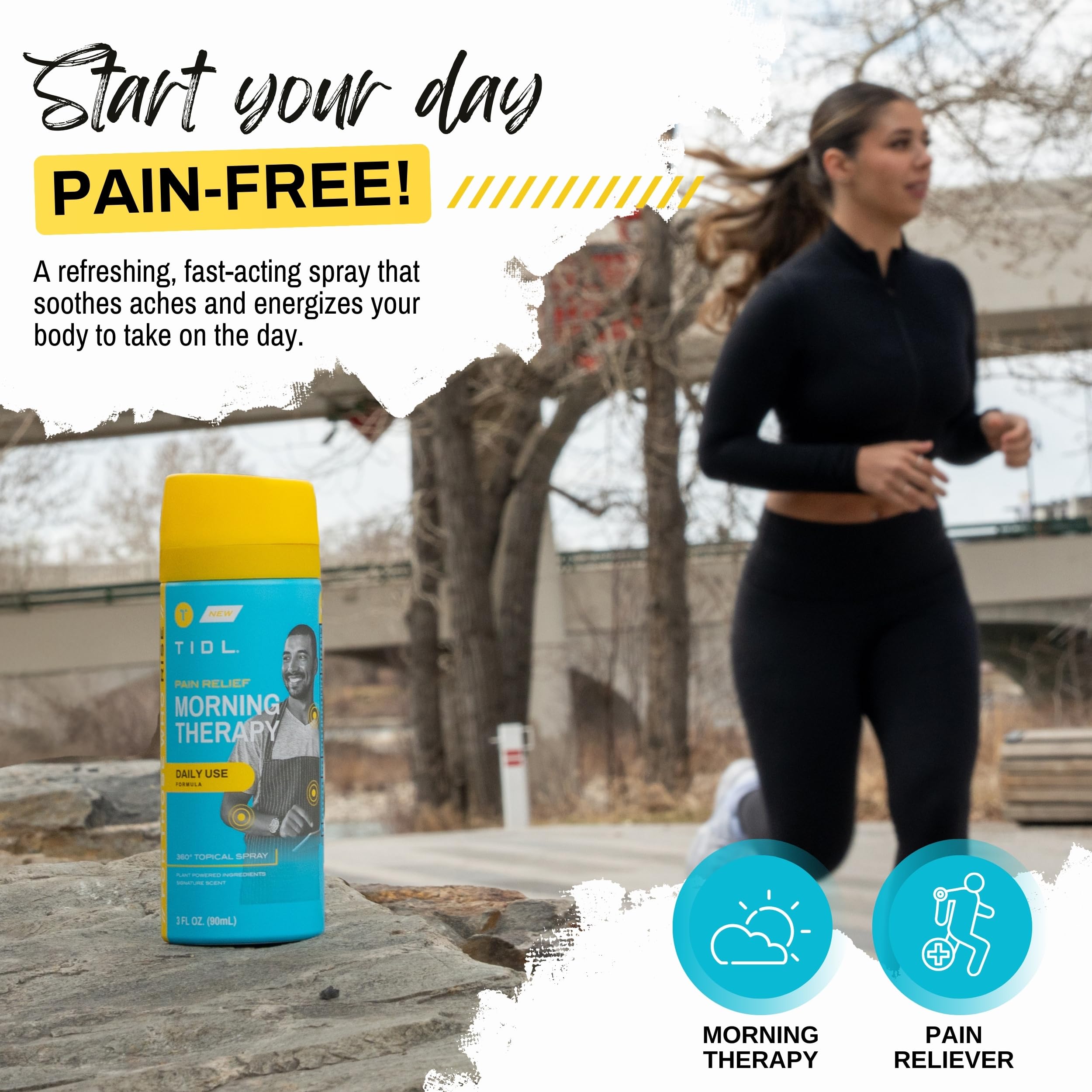TIDL Pain Relief Spray, 3 Oz, Refreshing Morning Therapy for Muscle, Joint & Neck Pain Relief, Energizing, Plant-Based Menthol & Camphor Pain Reliever, Quick Drying Formula TIDL uk supplements