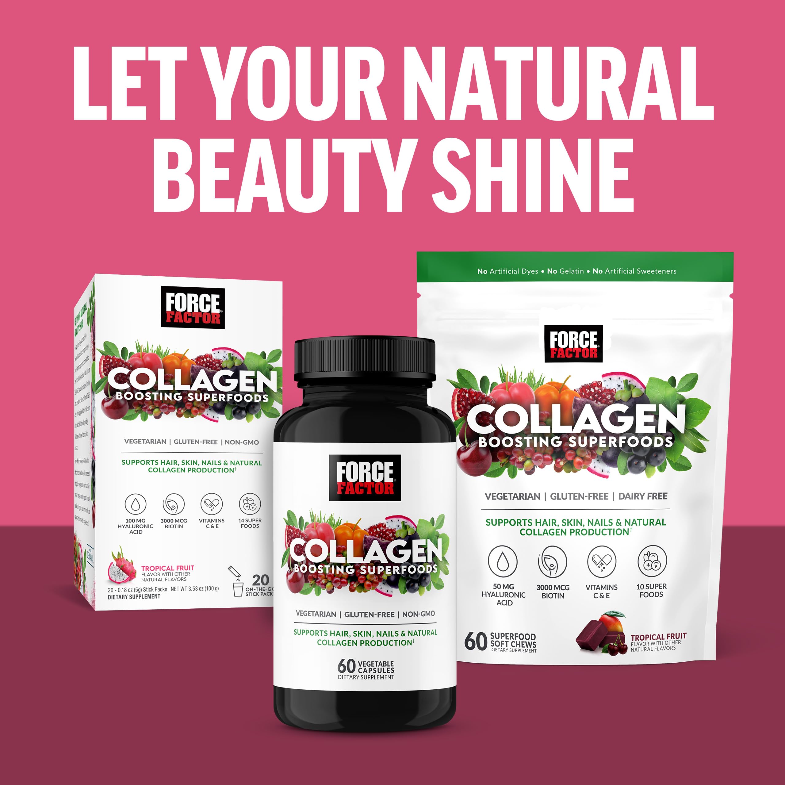 Force Factor Collagen Boosting Superfoods, Vegan Collagen Booster with Hyaluronic Acid, Biotin, Bamboo, Amino Acids & Vitamins for Hair, Skin, and Nails, Strengthener and Skin Supplement, 60 Capsules Force Factor uk supplements